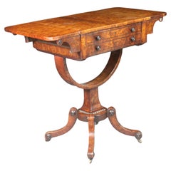 Antique Regency Sewing Table in Burr Ash