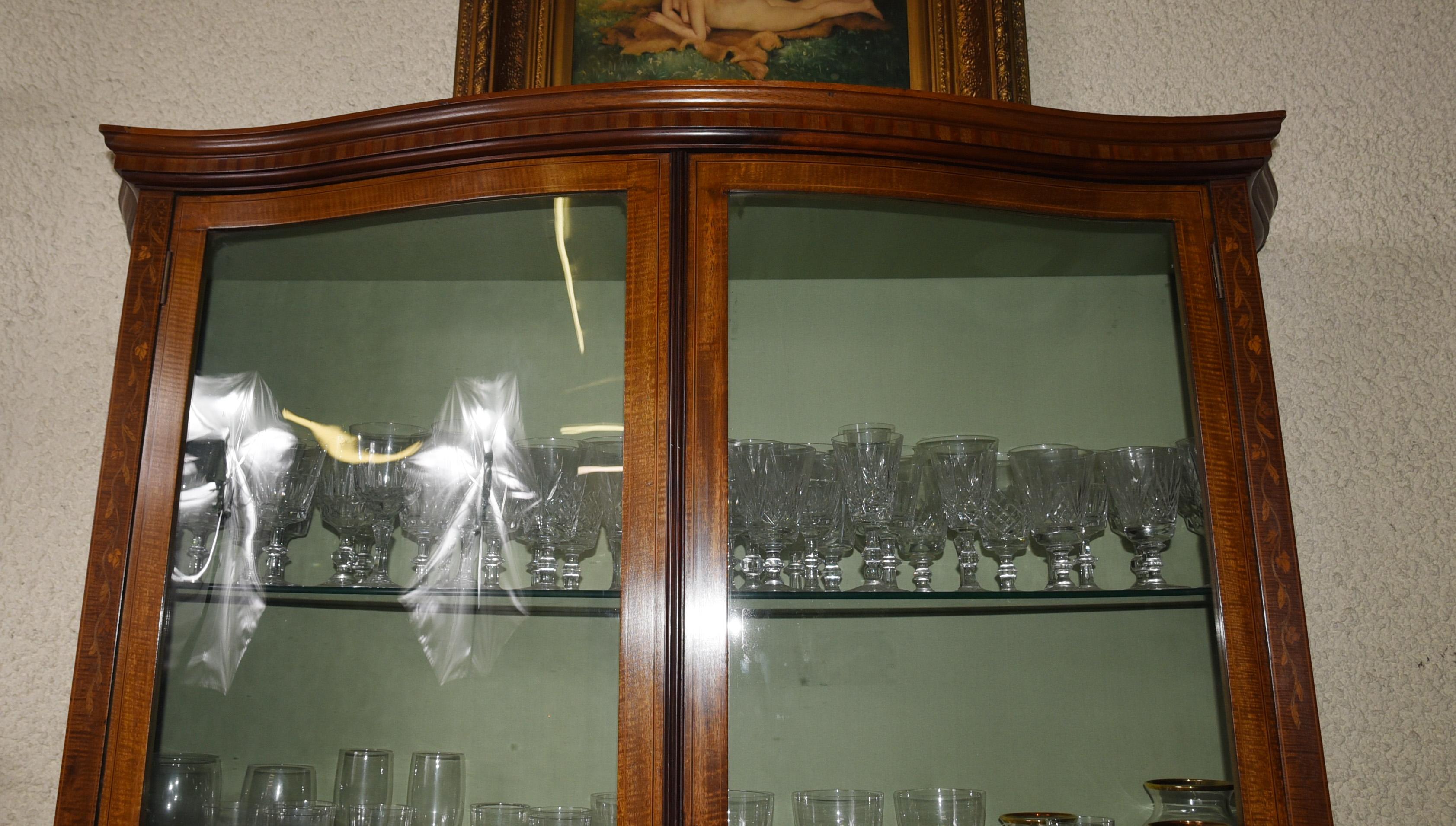 Other Regency Sheraton Bookcase Glass Display Cabinet Inlay For Sale