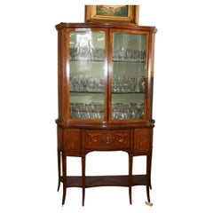 Regency Sheraton Bookcase Glass Display Cabinet Inlay