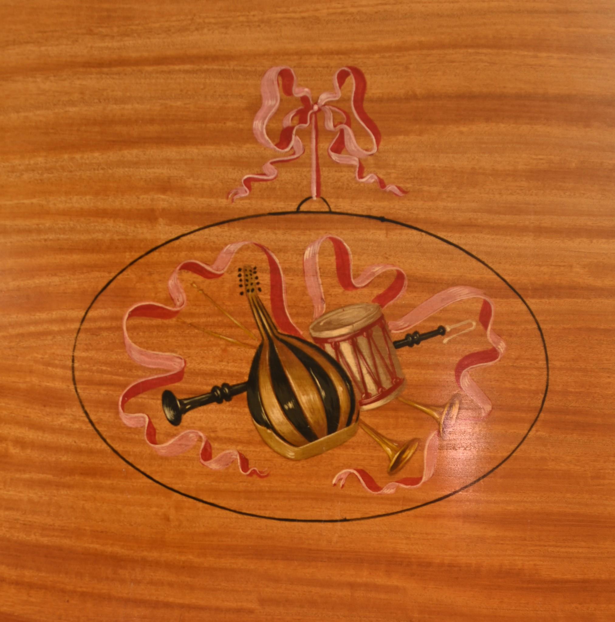 Wood Regency Sheraton Nest Tables Side Table Painted Musical Instruments For Sale