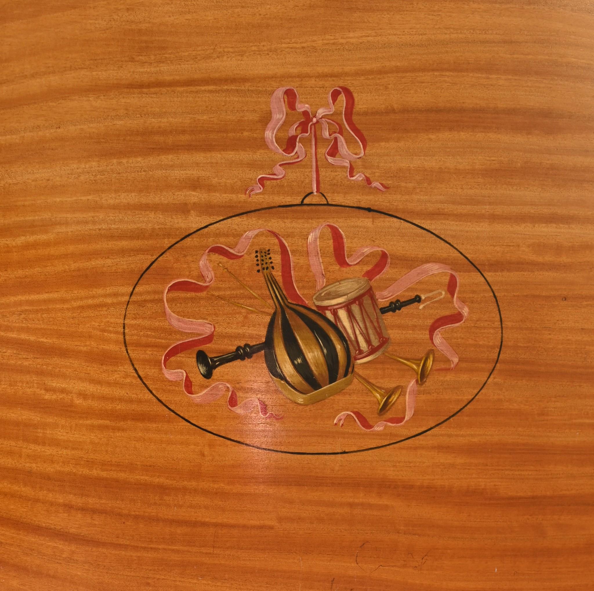 Regency Sheraton Nest Tables Side Table Painted Musical Instruments For Sale 3