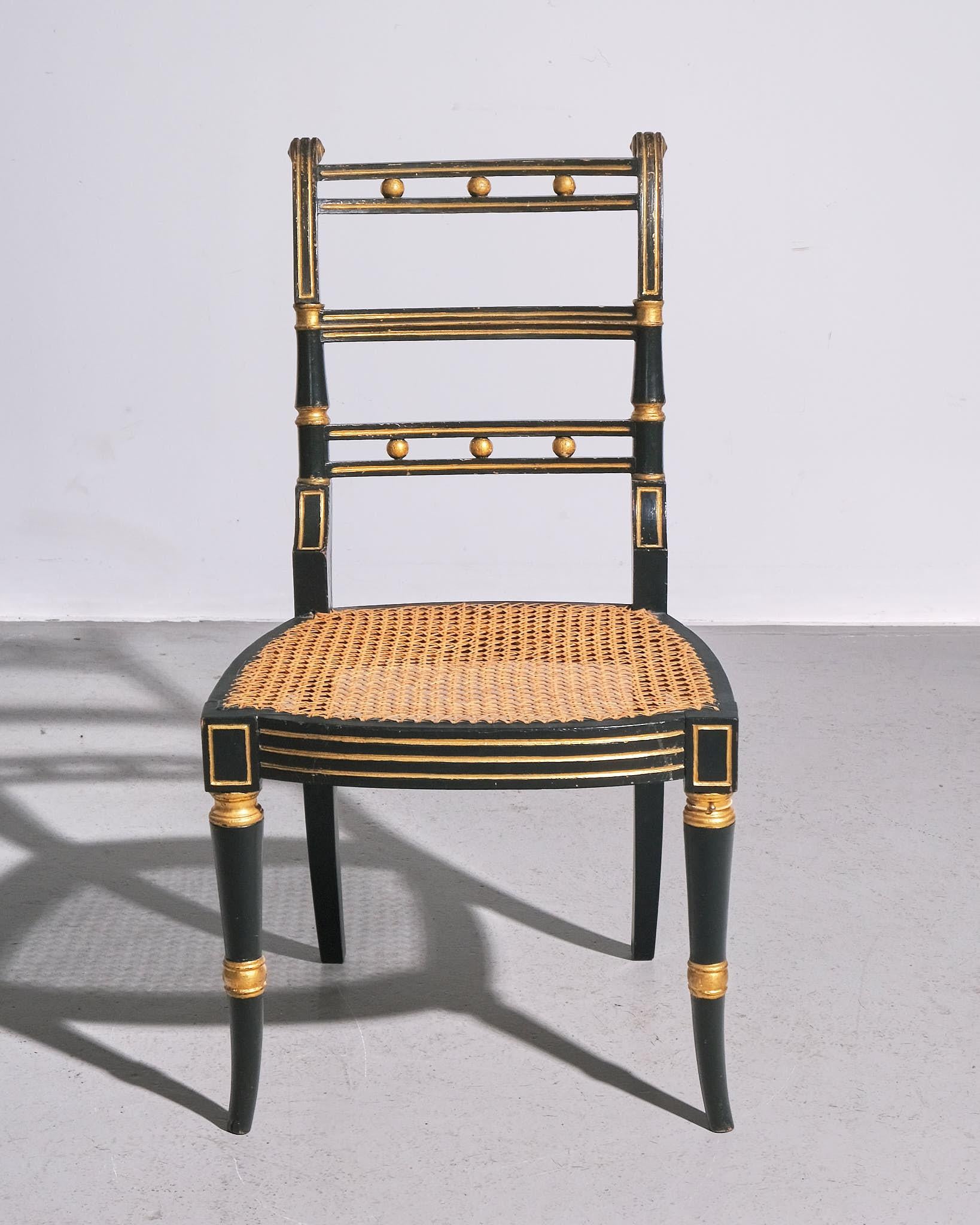 Chaise d'appoint Regency avec assise en rotin Bon état - En vente à London, GB