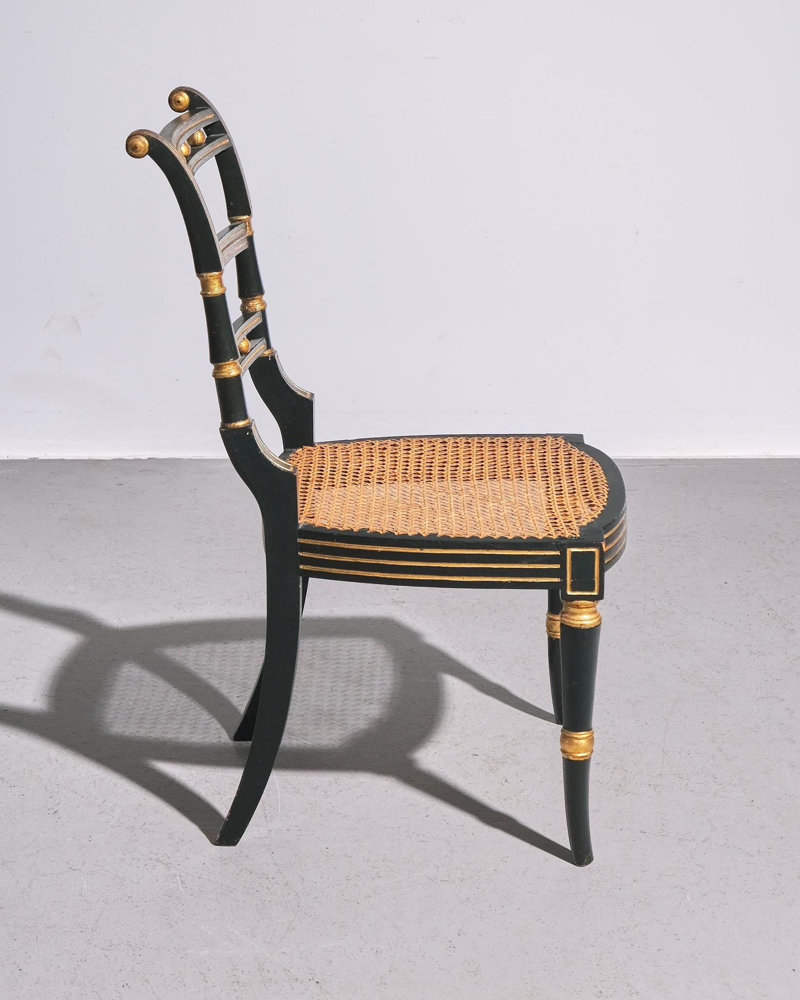 XIXe siècle Chaise d'appoint Regency avec assise en rotin en vente