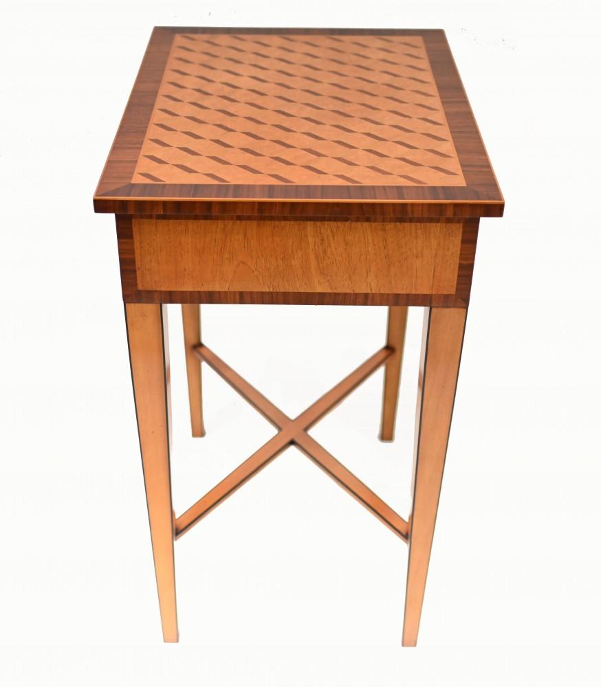 Late 20th Century Regency Side Tables Satinwood Parquetry Inlay End Table For Sale