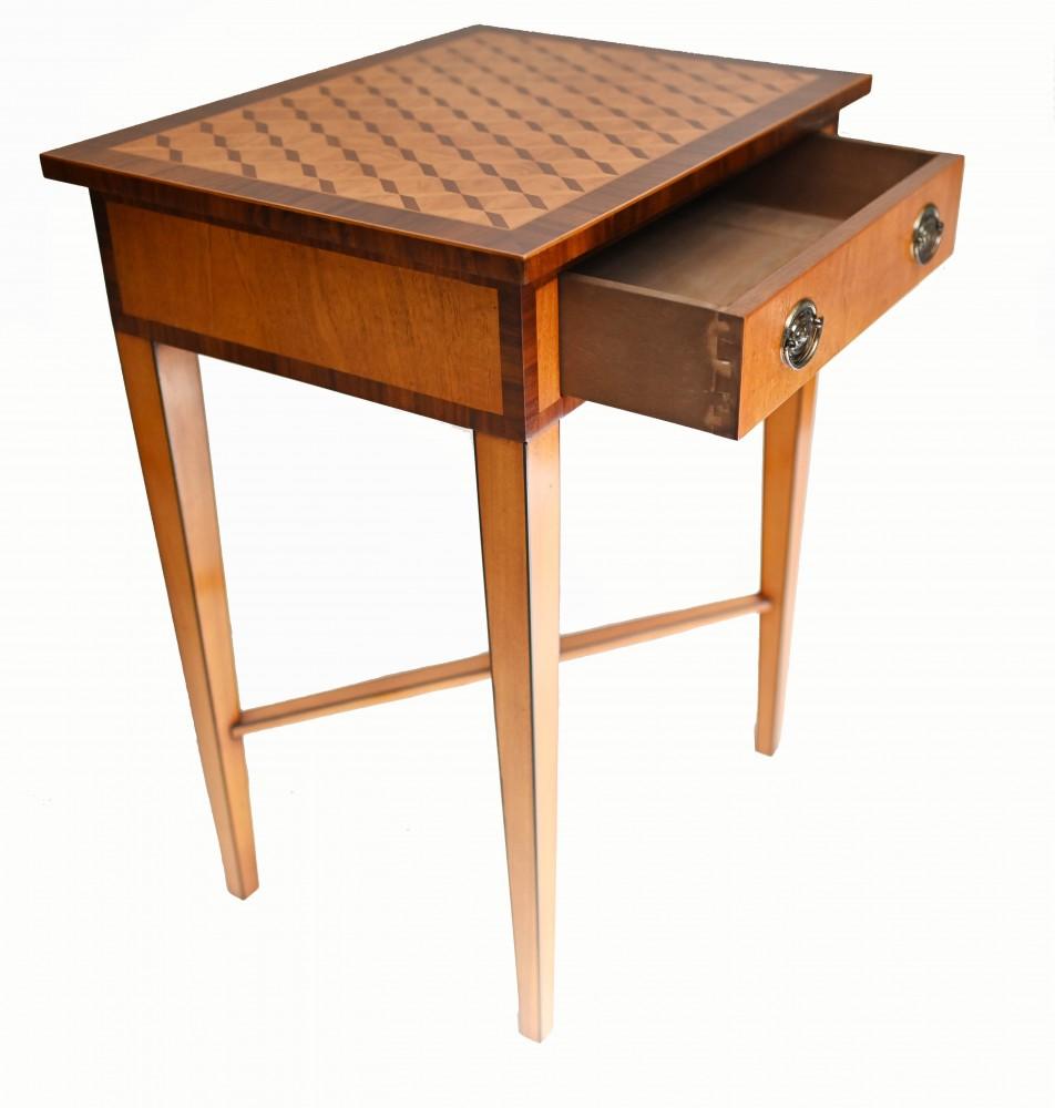 Regency Side Tables Satinwood Parquetry Inlay End Table For Sale 2