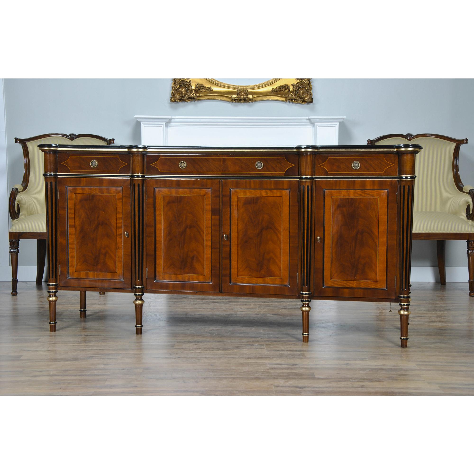 The Regency Sideboard draws it’s inspiration form the great homes in England during the reign of the Prince regent in the late eighteenth century. Our Regency Sideboard has it all with sophisticated design and practical storage. The fluted columns