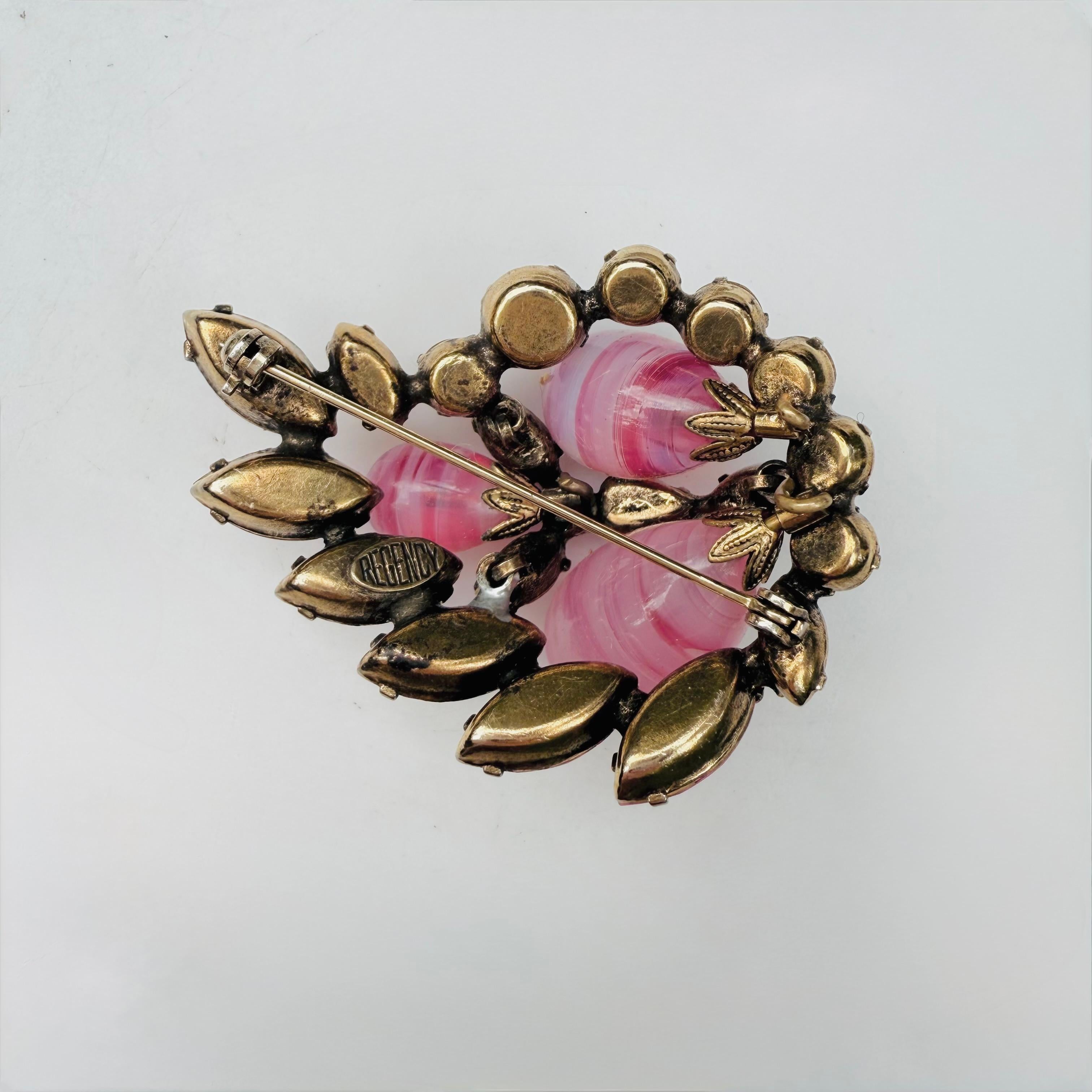 Regency, Signed Designer Pink Poured Pear Glass & Rhinestone Demi Set im Zustand „Gut“ im Angebot in Hyattsville, MD