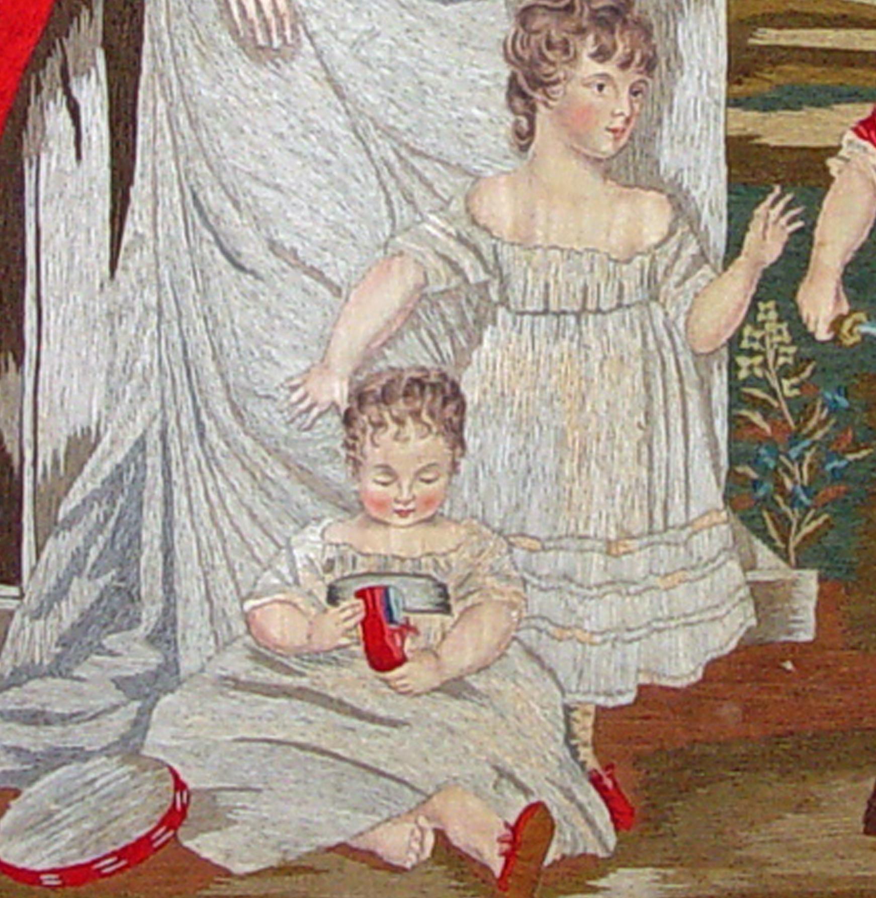Regency-Bild von Mutter und ihren Kindern aus Seide und Wolle aus der Regency-Zeit, nach John Hoppner RA im Angebot 2