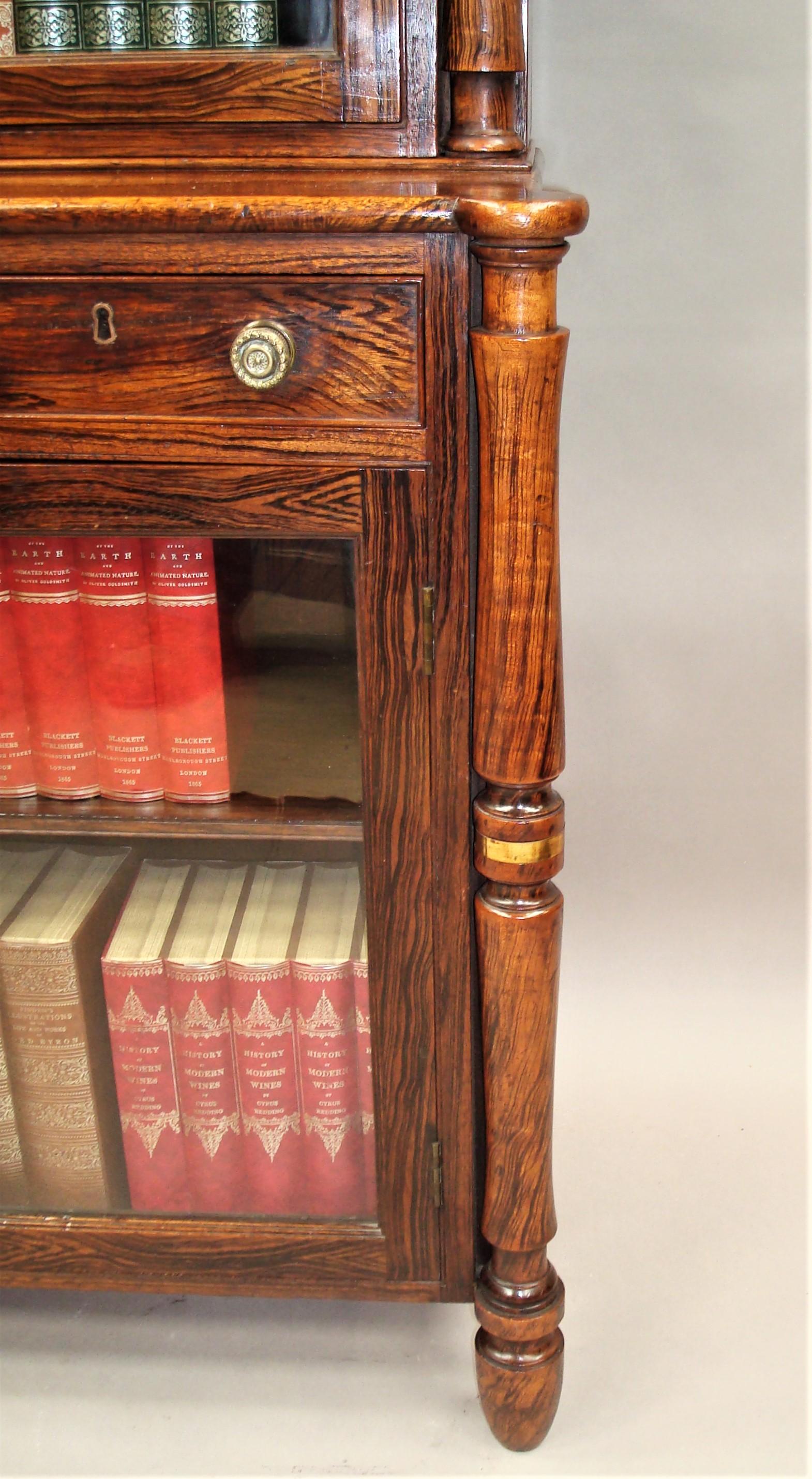 Regency Simulated Faux Calamader Bookcase of Small Proportions For Sale 9