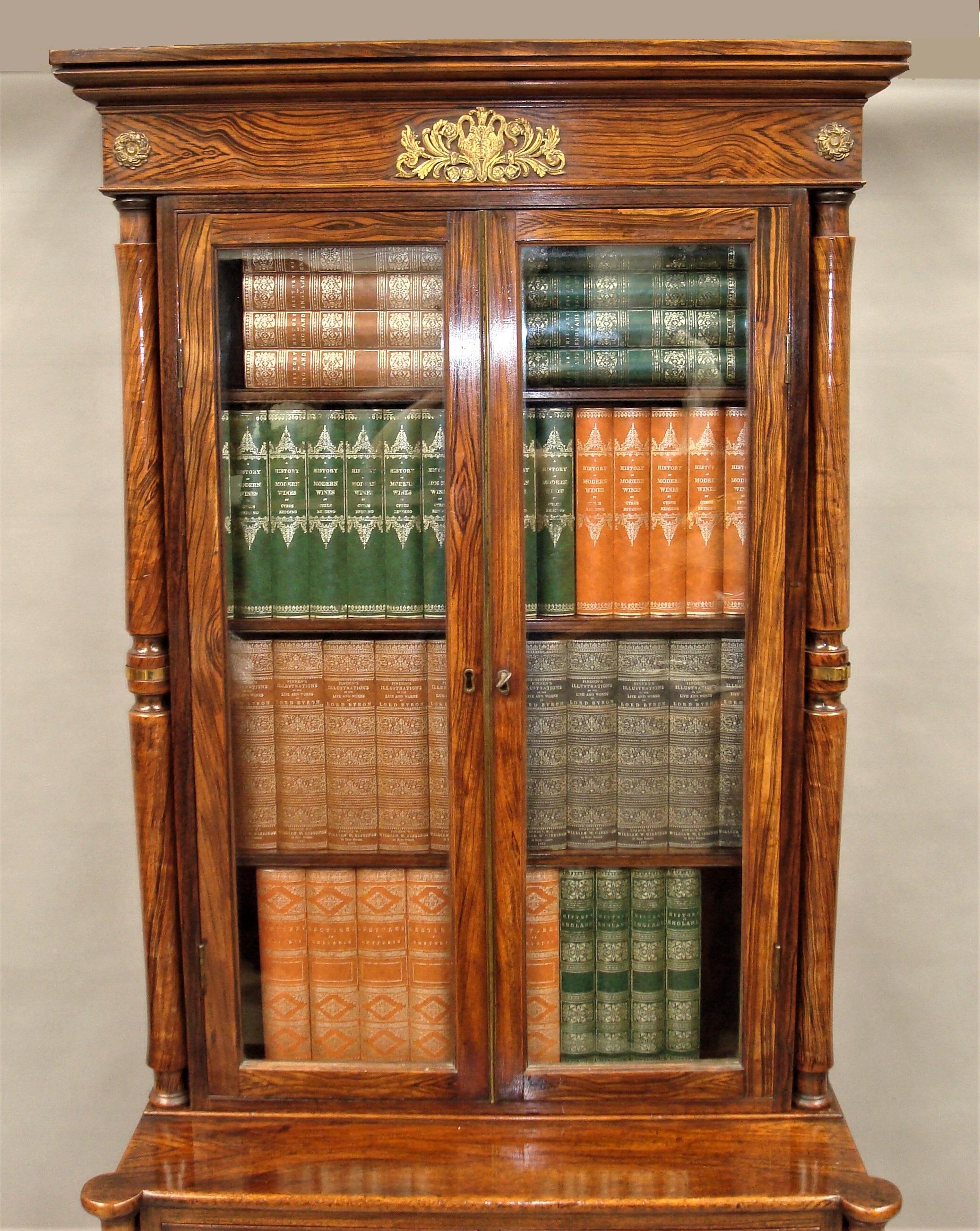 19th Century Regency Simulated Faux Calamader Bookcase of Small Proportions For Sale