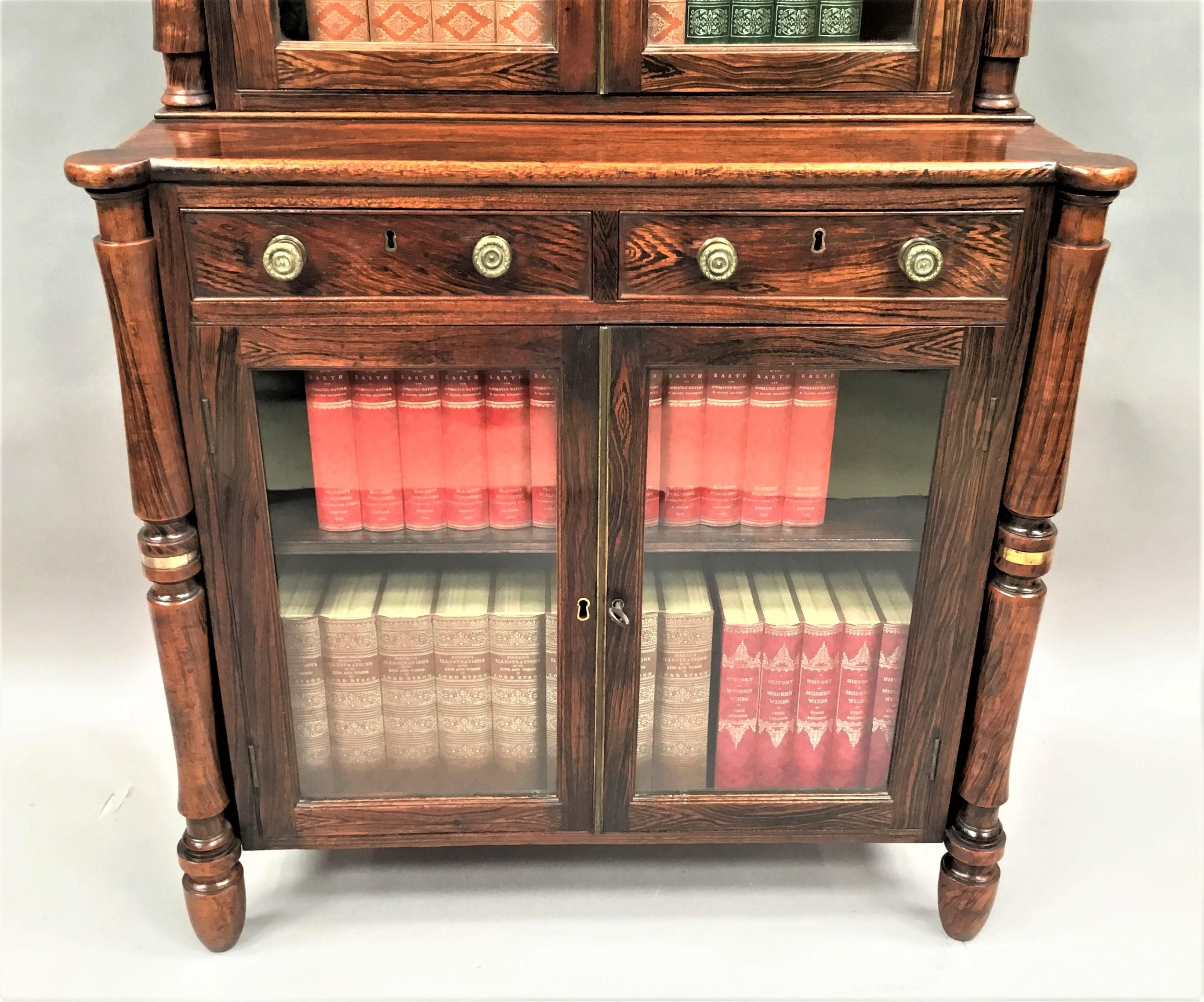Regency Simulated Faux Calamader Bookcase of Small Proportions For Sale 2