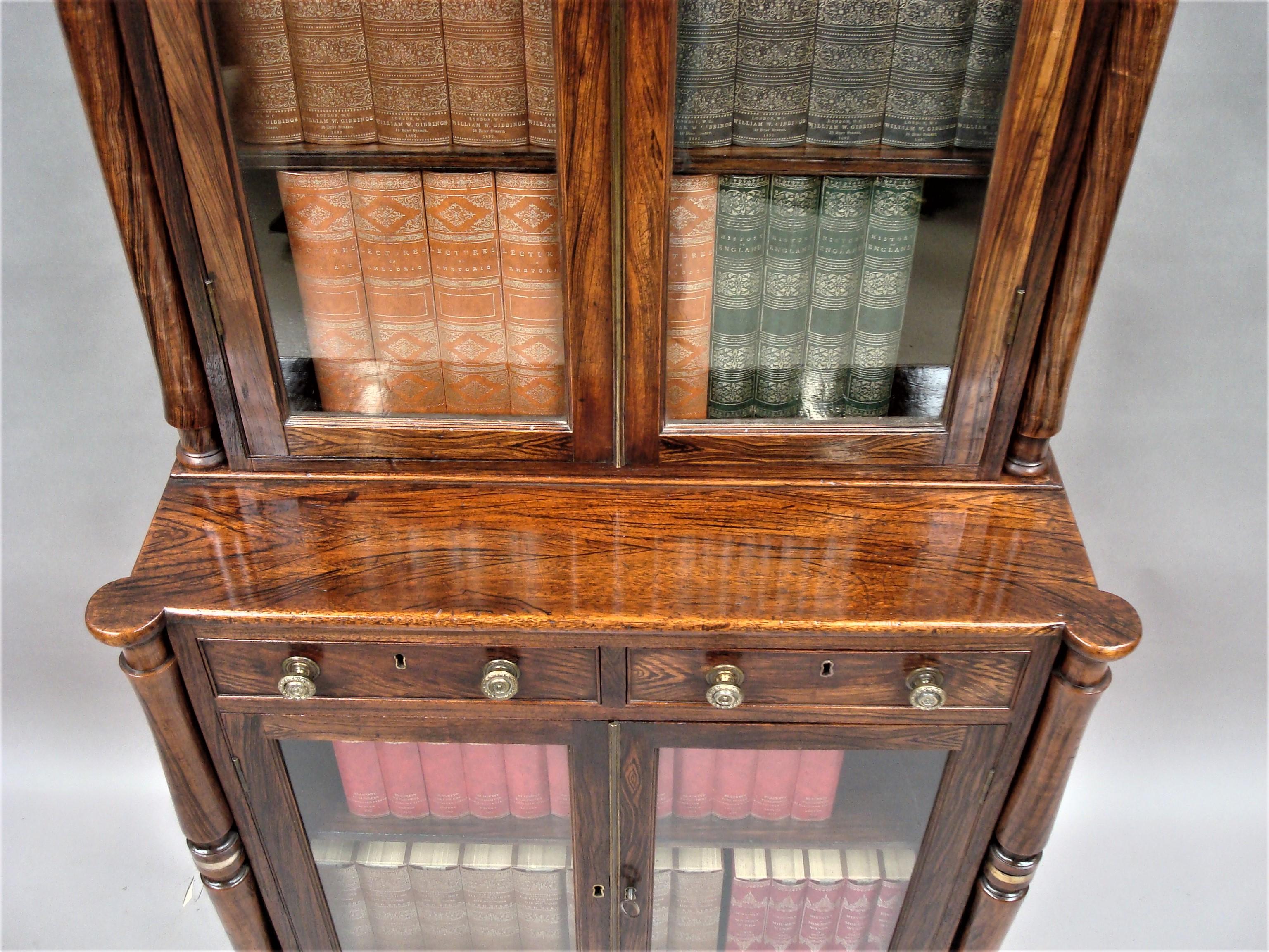Regency Simulated Faux Calamader Bookcase of Small Proportions For Sale 3