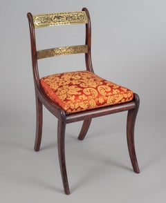Regency Simulated Rosewood and Brass Side Chair
