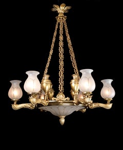 Regency-Kronleuchter mit sechs Lichtern aus vergoldeter Bronze von Hancock & Co., um 1830