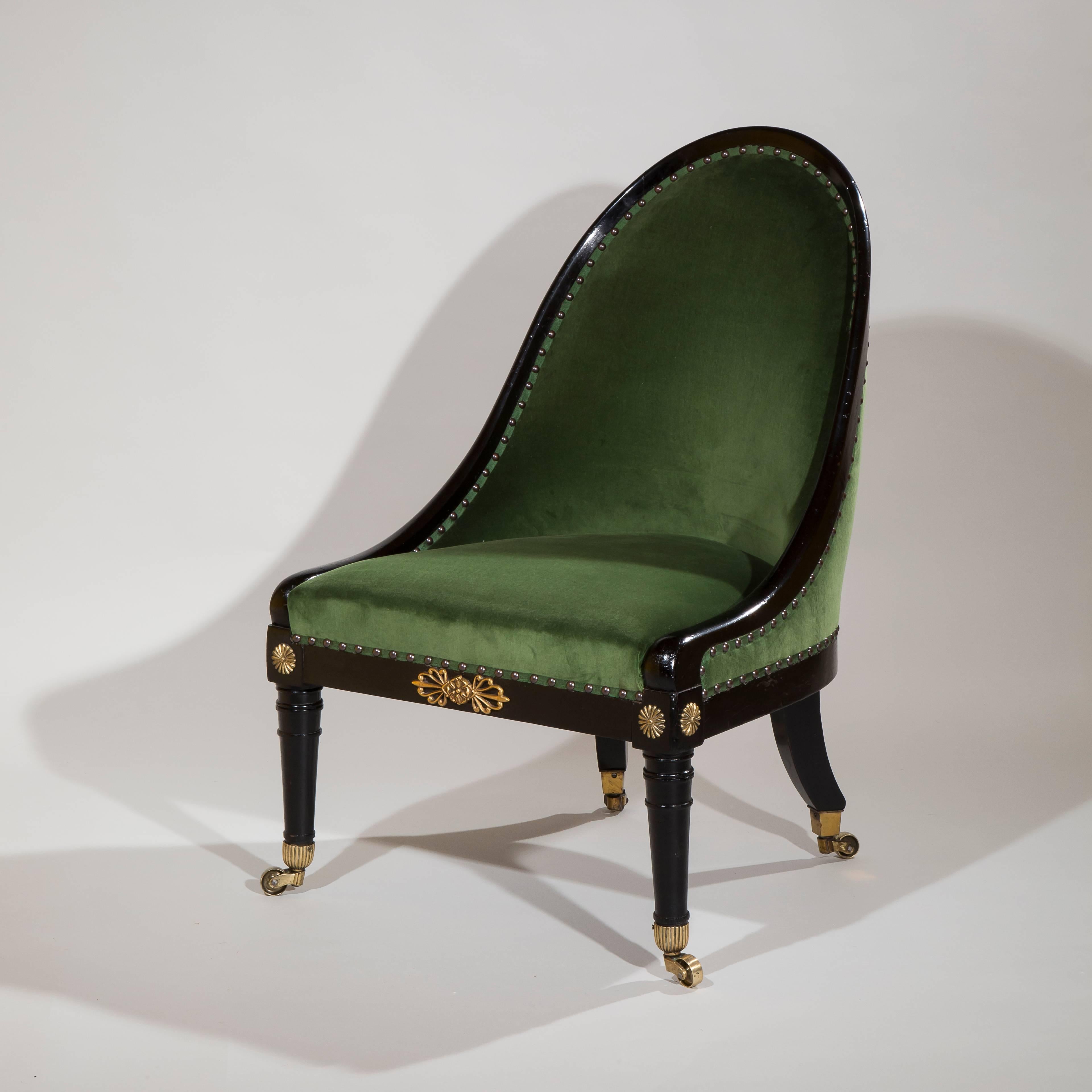 Painted Regency Slipper Chair of Spoon-Back Shape