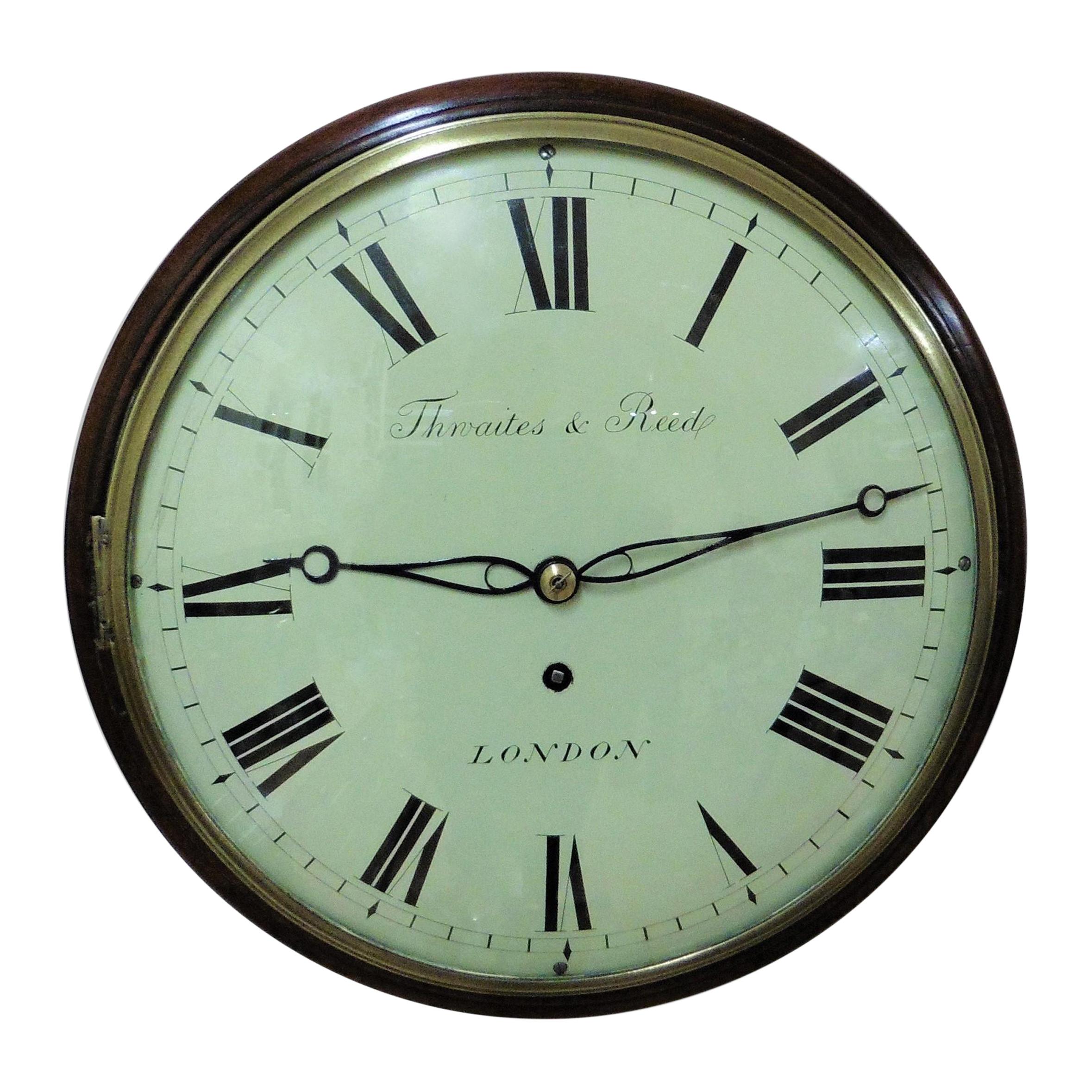 Regency Small Mahogany English Dial Clock by Thwaites and Reed, London