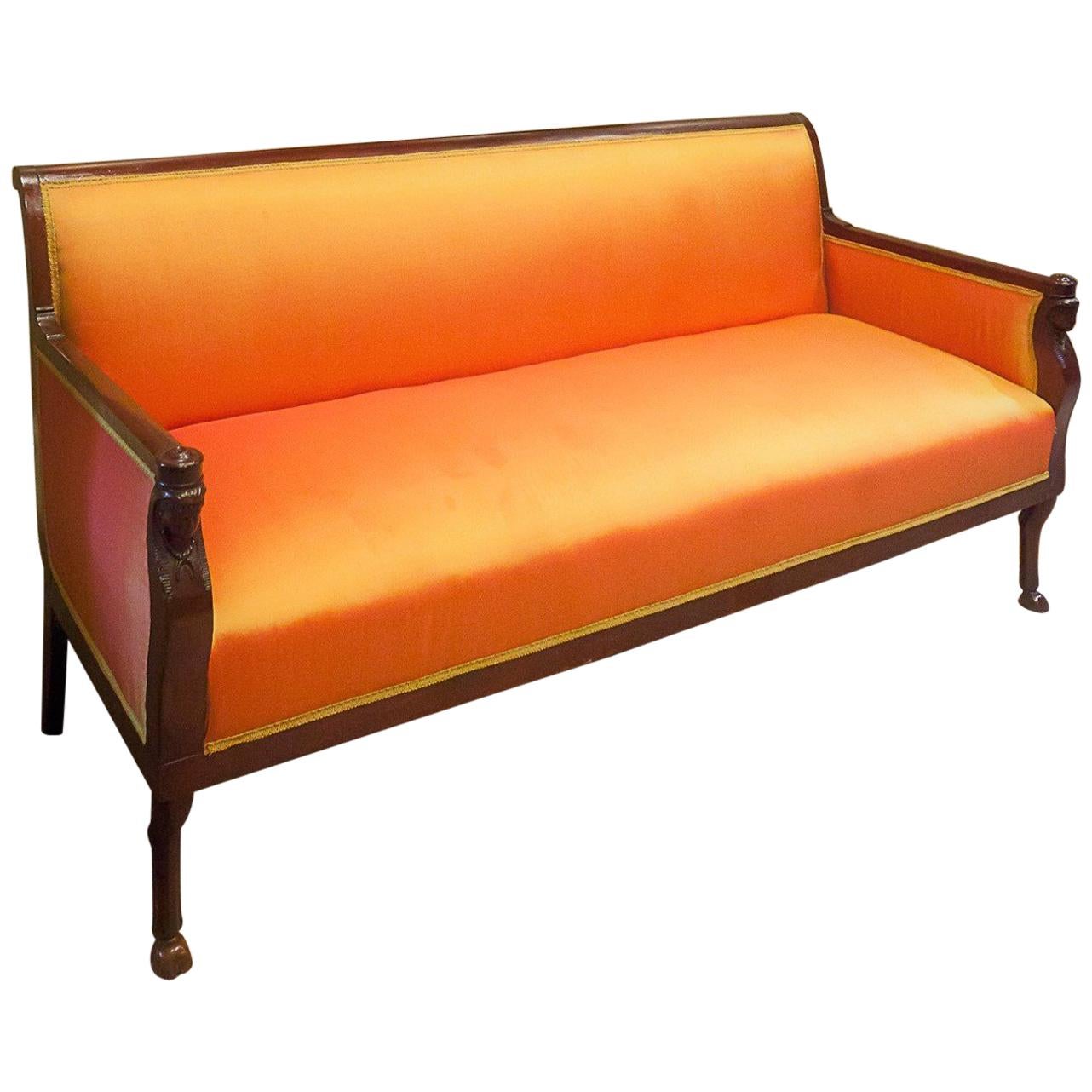 English Regency Leather Tufted Sofa Circa 1900