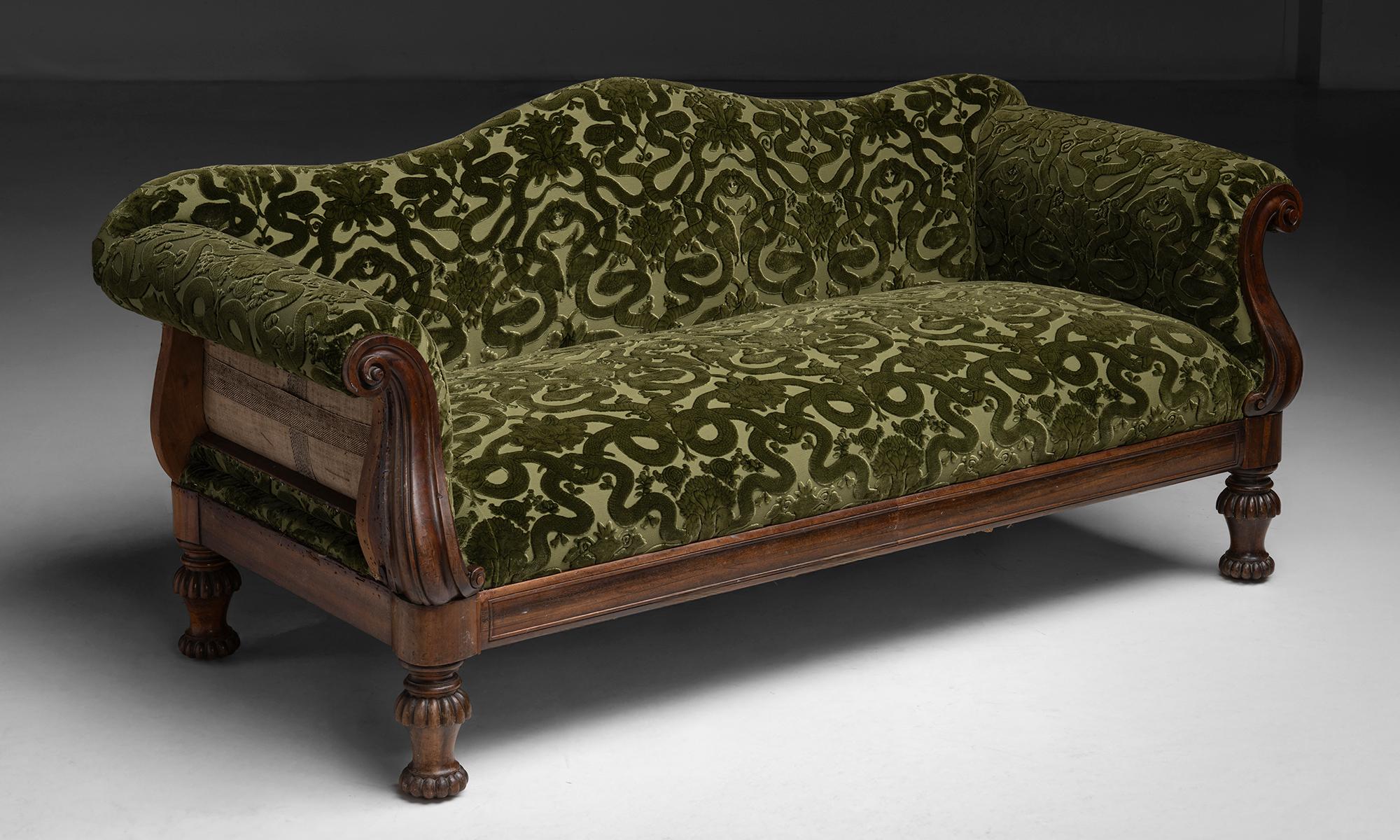 England, 1880
A Regency mahogany scroll end sofa on brass casters, newly upholstered in House of Hackney velvet.
76”L x 33”d x 34”h x 16”seat
Ref. SOFA302
$ 10,200
