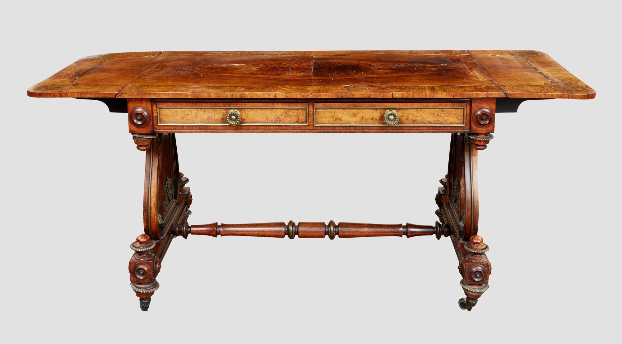 English Regency Sofa Table in the Manner of George Bullock For Sale