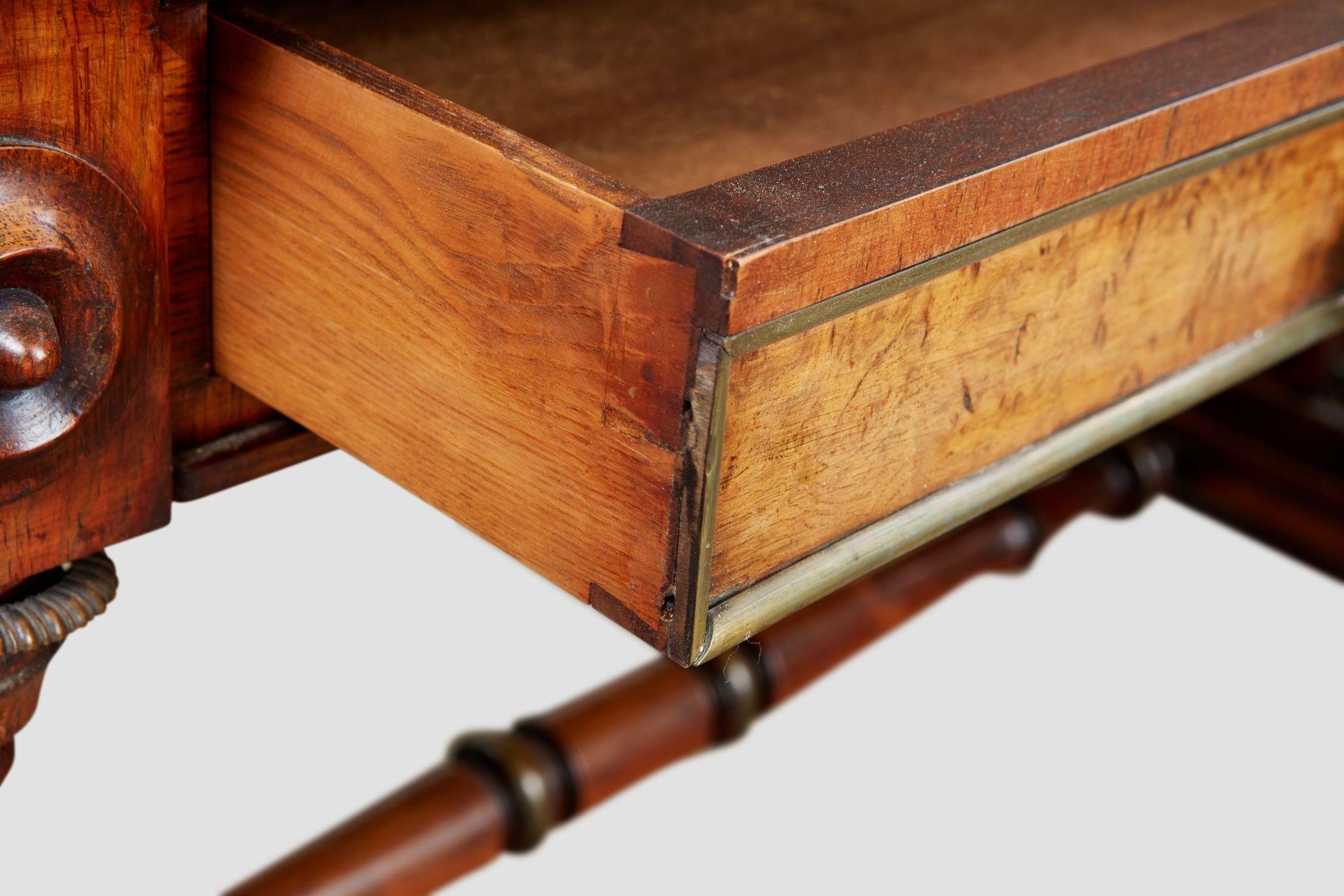 Rosewood Regency Sofa Table in the Manner of George Bullock For Sale