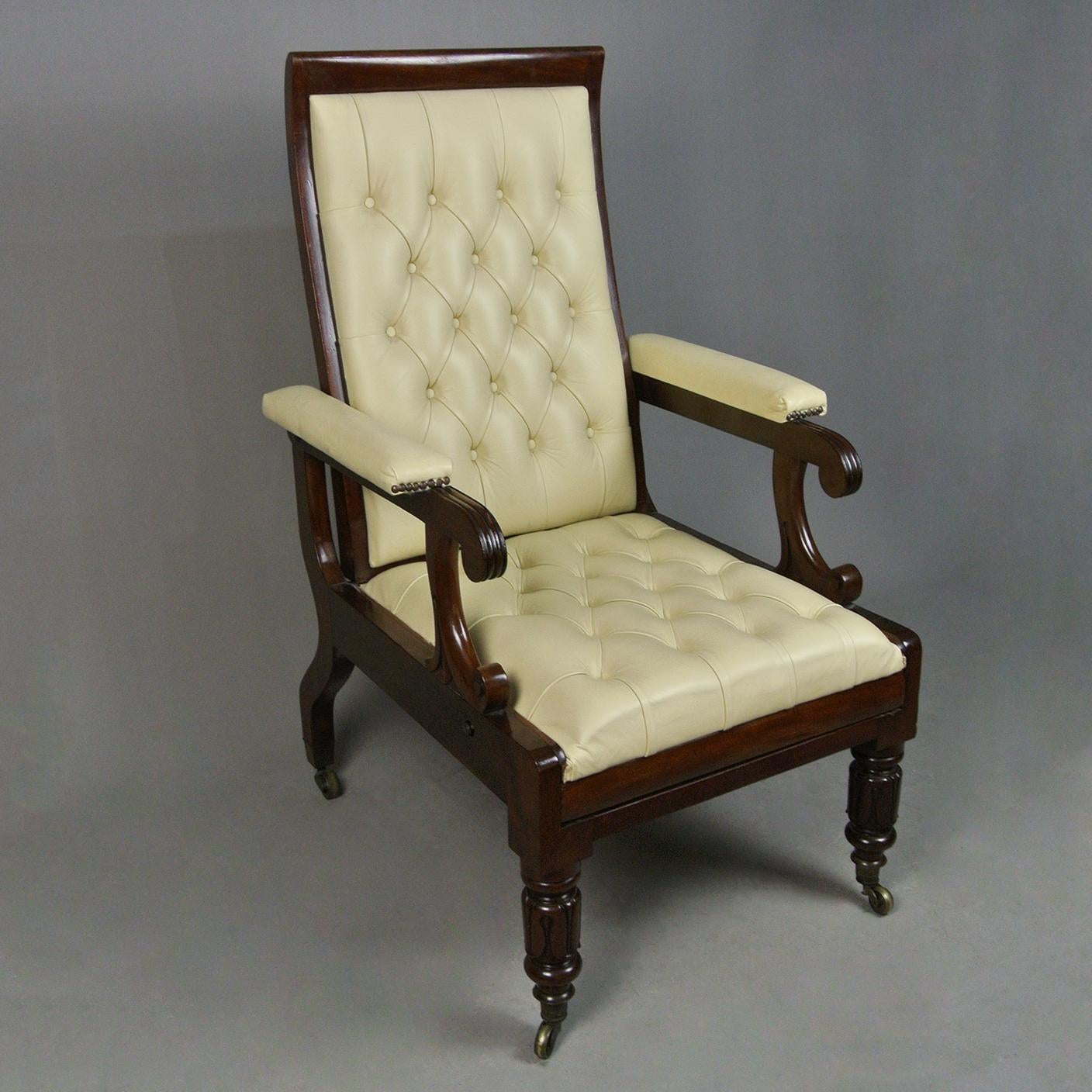 Regency Solid Mahogany ‘Daws Patent’ Reclining Chair c. 1830 For Sale 1
