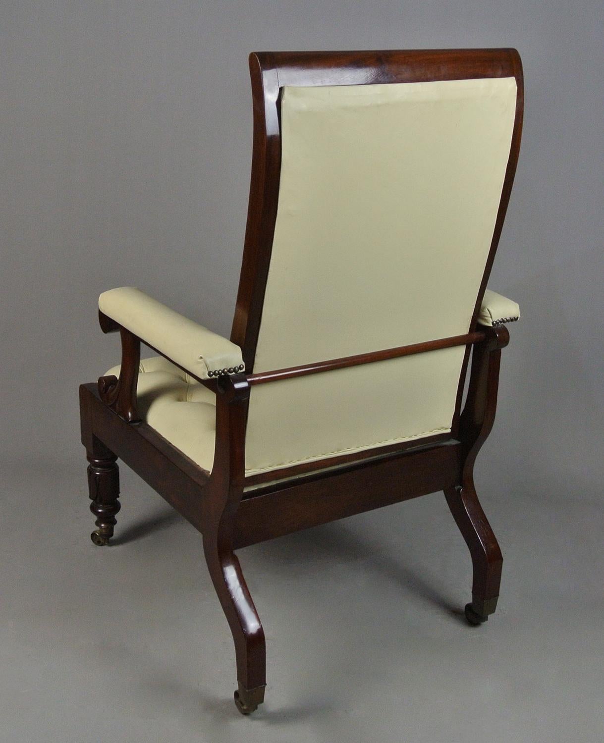 Regency Solid Mahogany ‘Daws Patent’ Reclining Chair c. 1830 For Sale 2