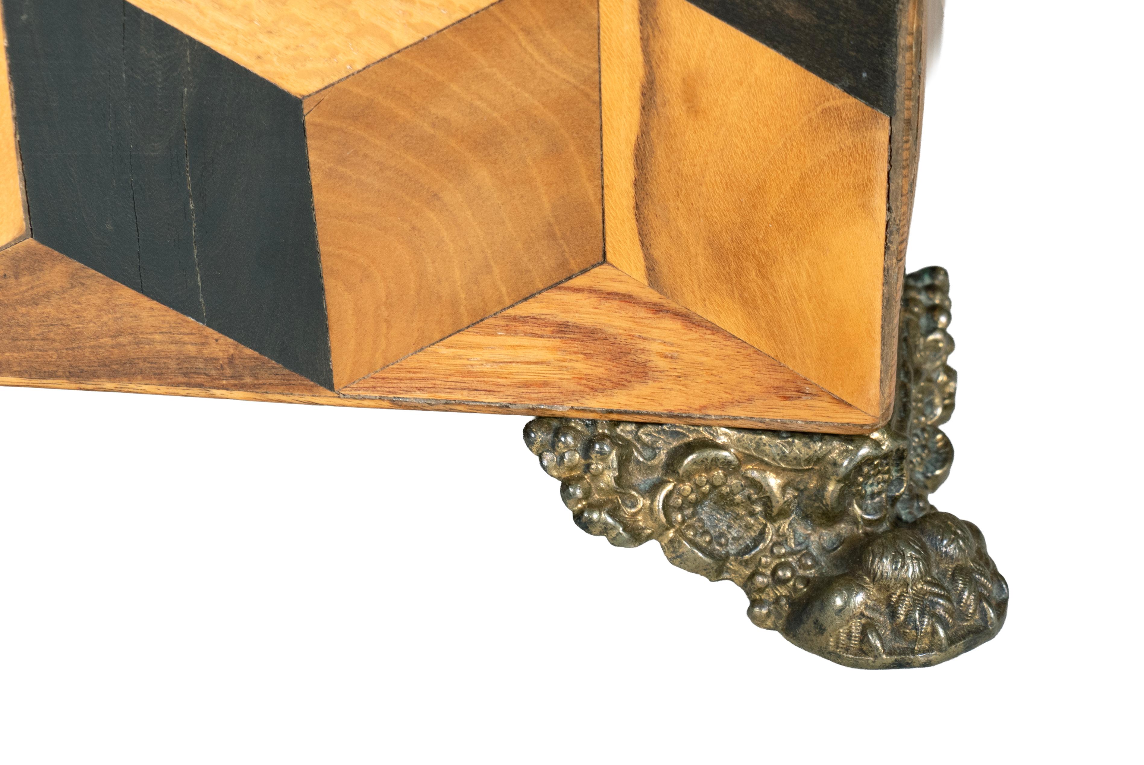 Regency Specimen Wood Parquetry Tea Caddy For Sale 2