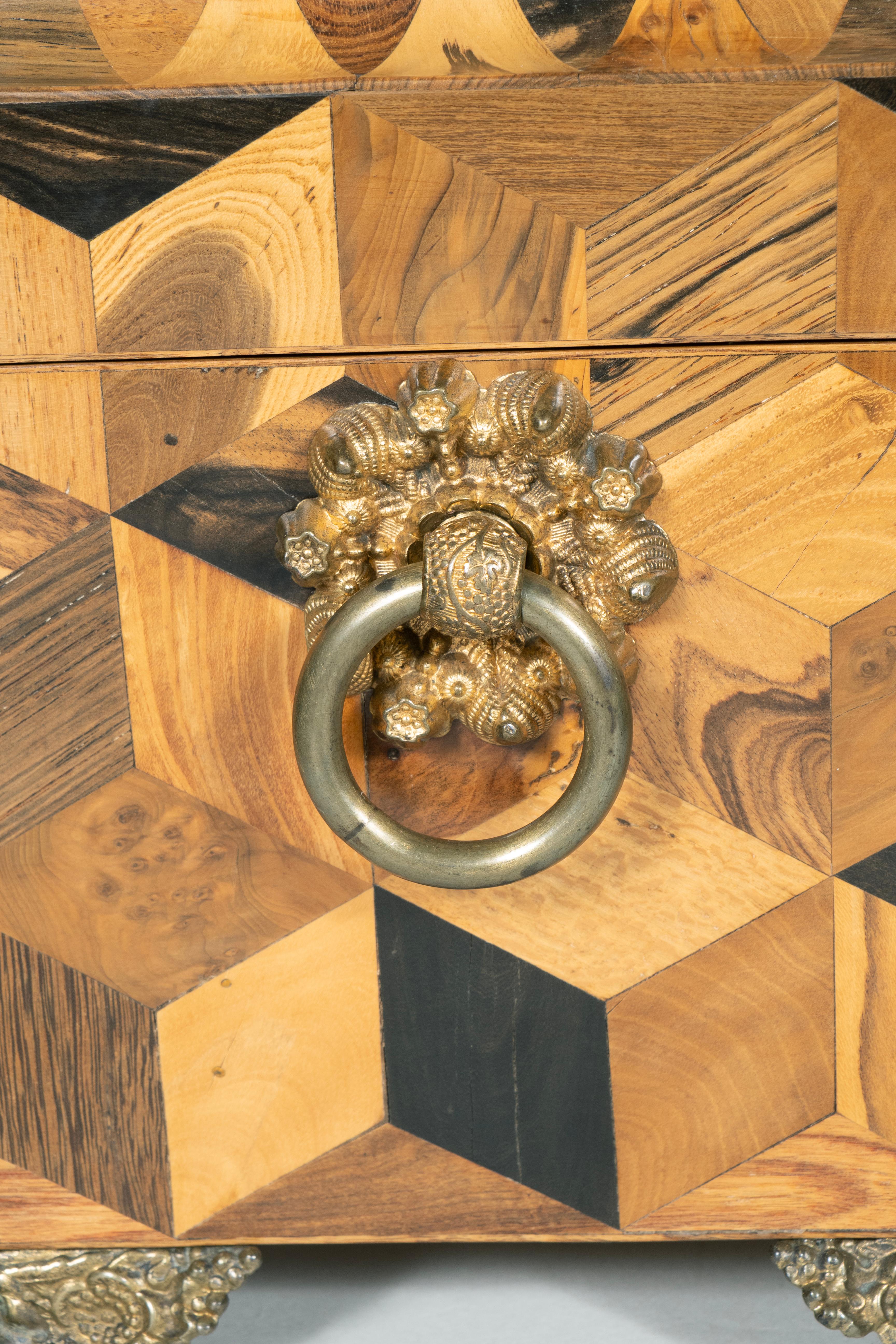 Regency Specimen Wood Parquetry Tea Caddy For Sale 3