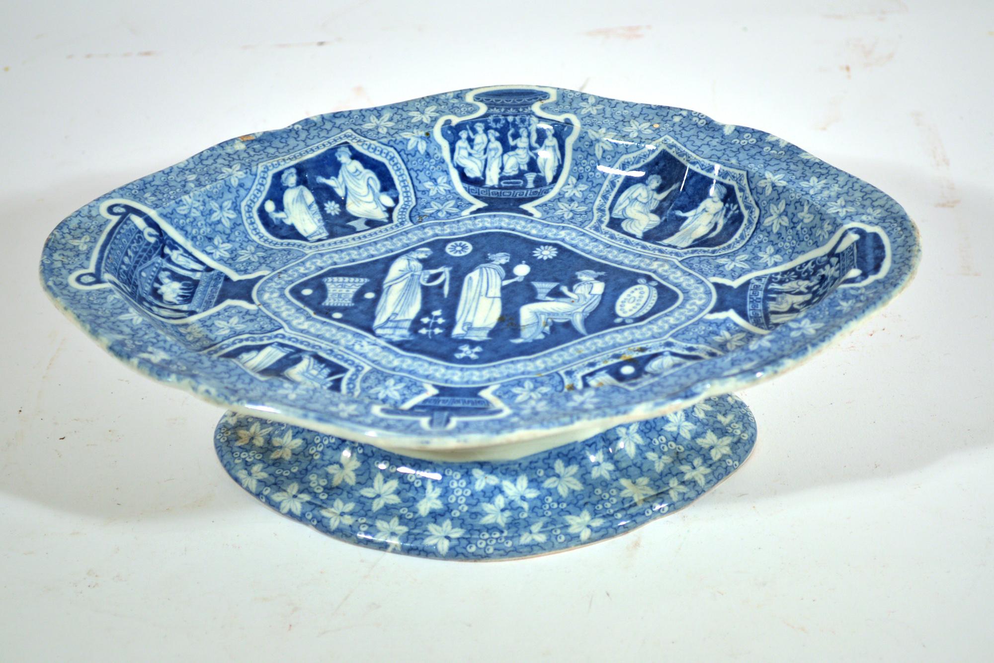 Regency Spode Blaue Tazza mit griechischem Muster im neoklassischen Regency-Stil (Englisch) im Angebot