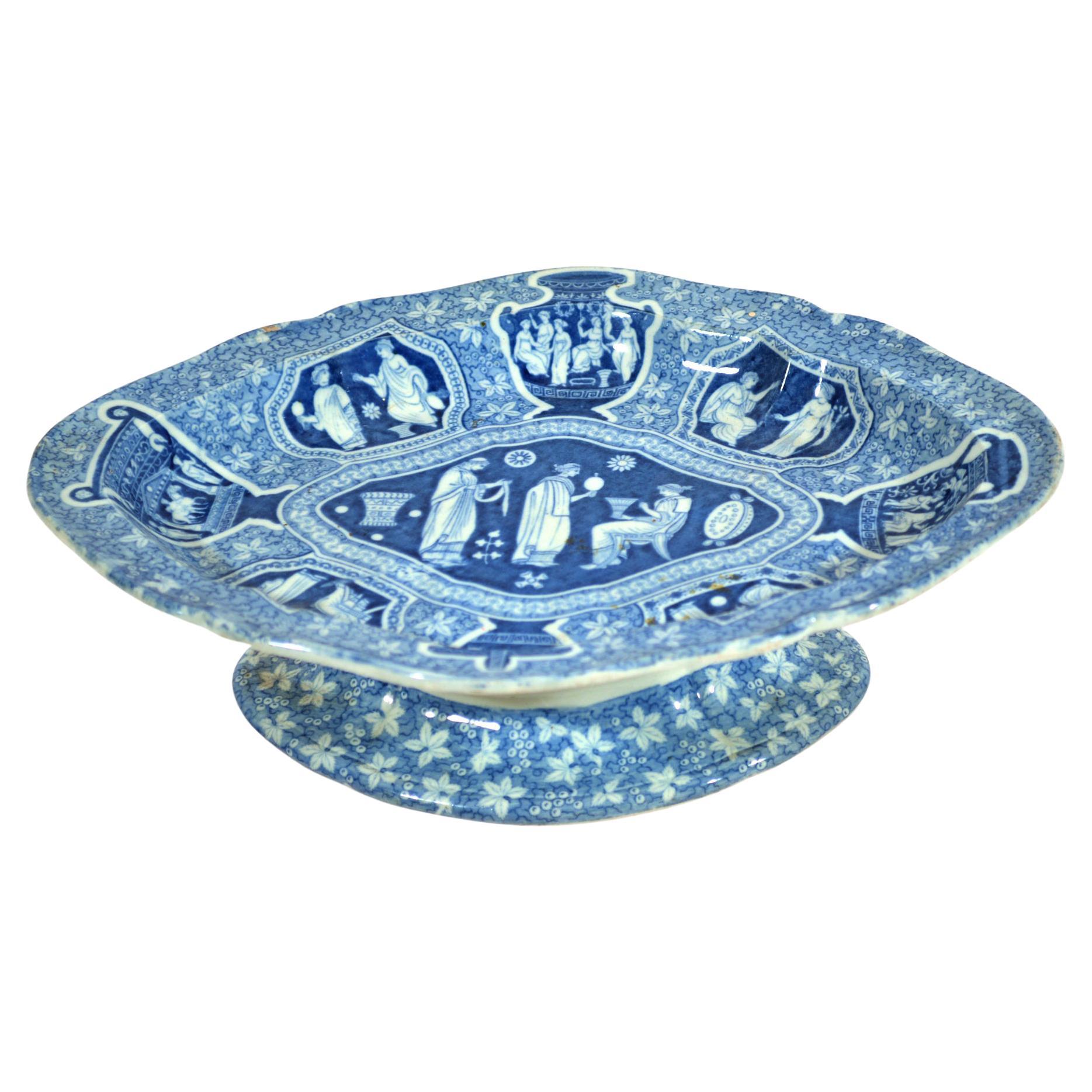 Tazza azul con motivo griego neoclásico Spode de la Regencia