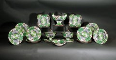 Regency Pearlware Dessert Service: Grapes and Vines- Davenport, Seventeen pieces