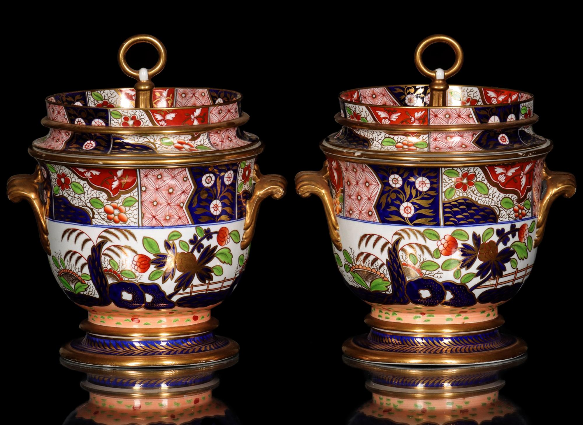 Regency Period Spode Porcelain Imari Fruit Coolers, Covers & Liners,
Pattern 2596,
A Rock & Tree Pattern,
Circa 1810

The Regency Spode Porcelain Imari Fruit Coolers, Covers & Liners are painted in a vibrant Imari palette which is richly gilded and