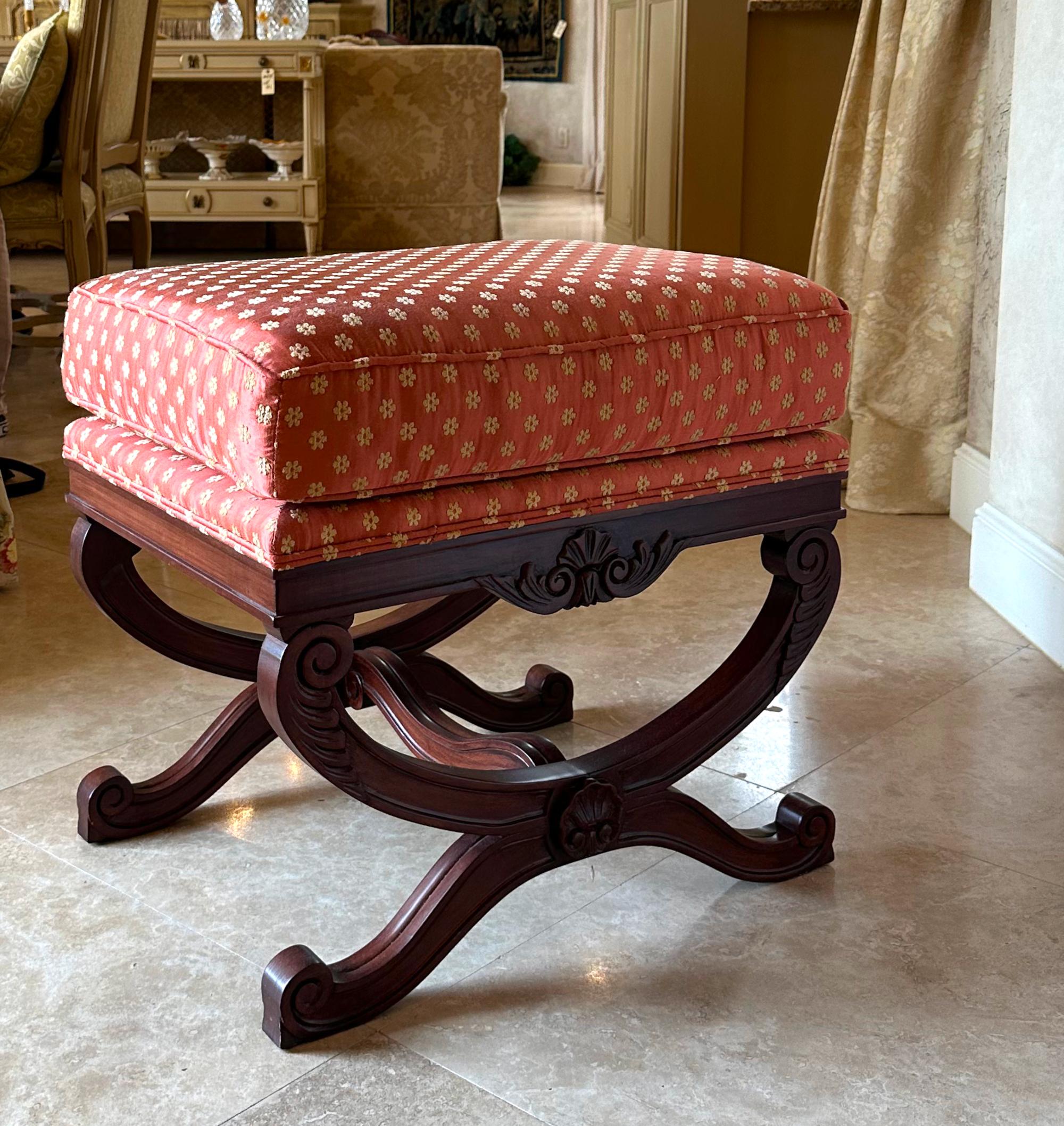  Regency Stained Wood Curule Stool  For Sale 1