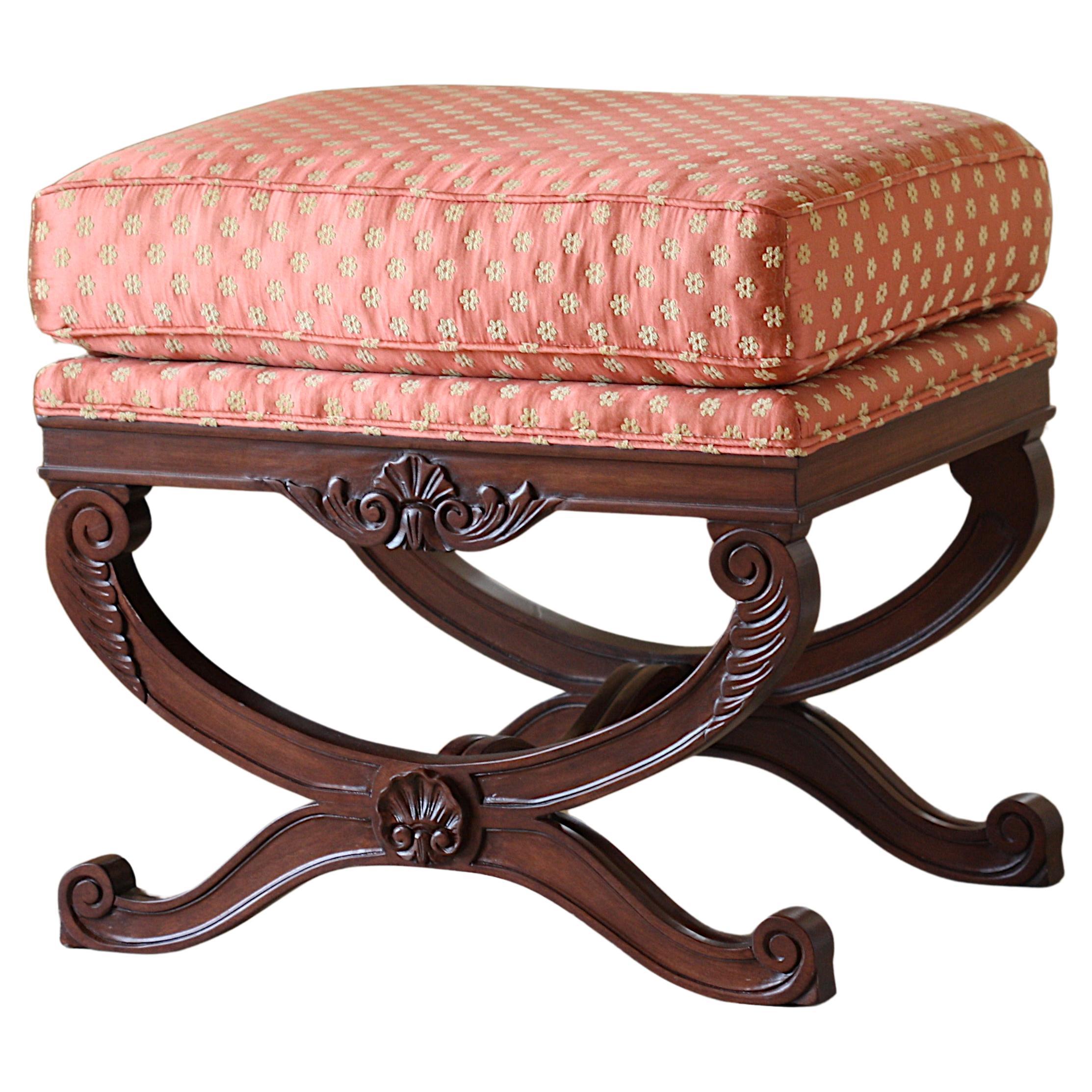  Regency Stained Wood Curule Stool  For Sale