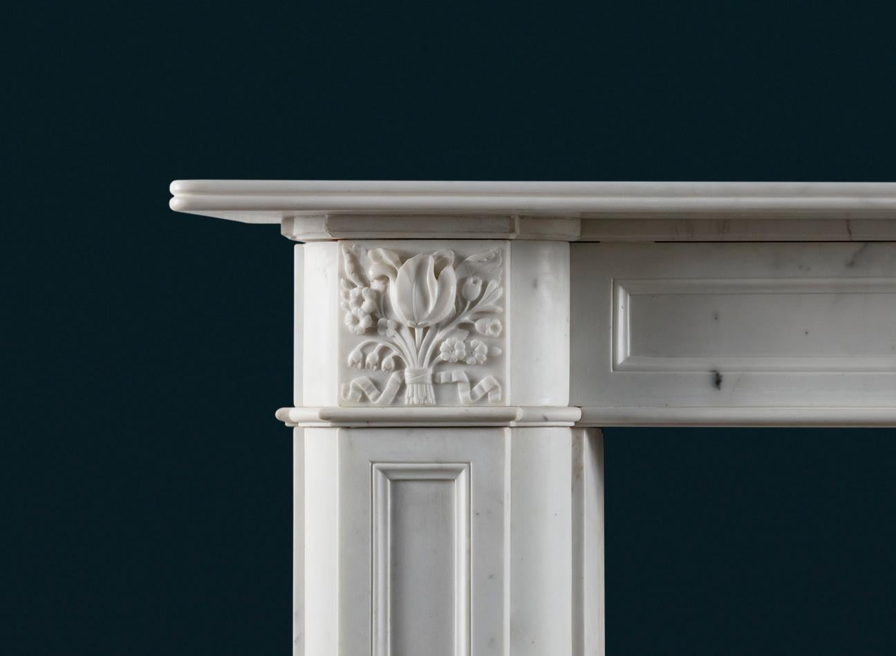 English Regency Statuary Marble Fireplace Surround For Sale