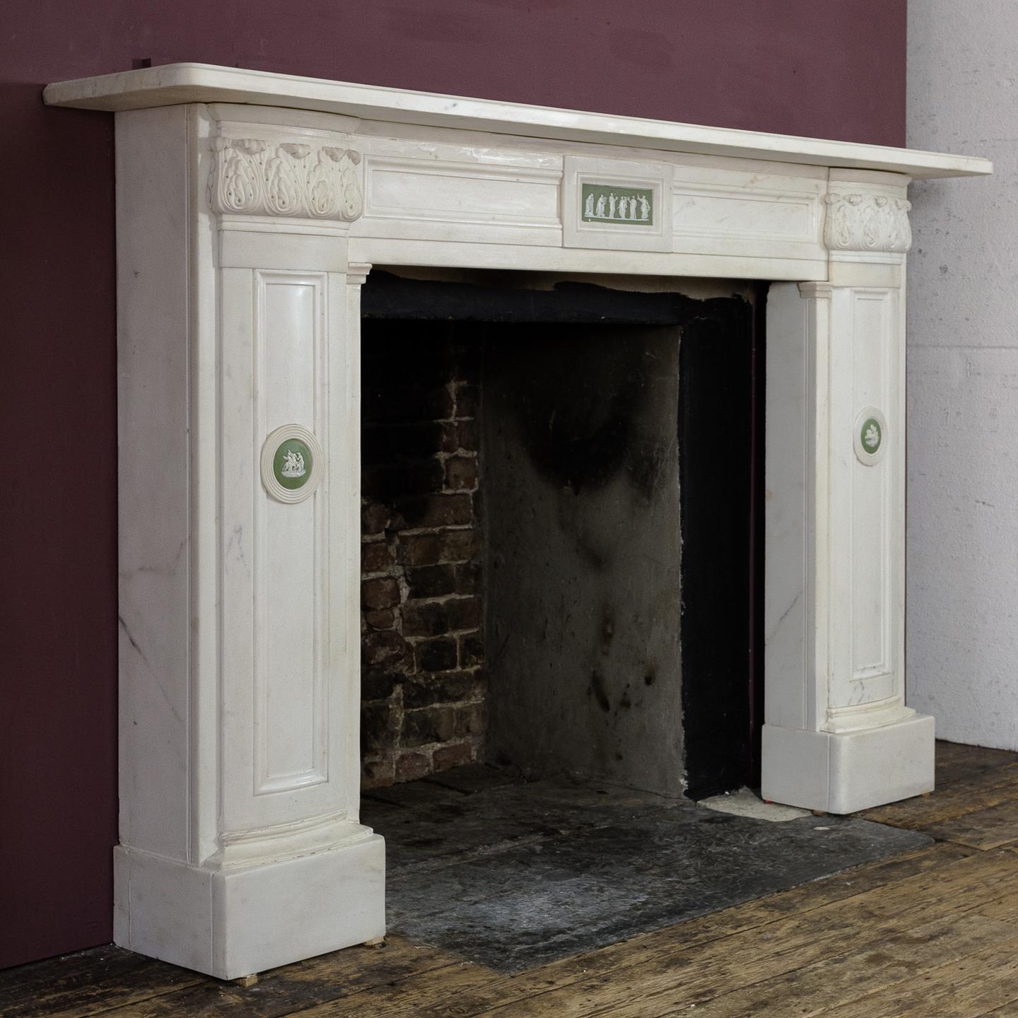 Regency Statuary Marble Fireplace with Wedgewood Plaques 1
