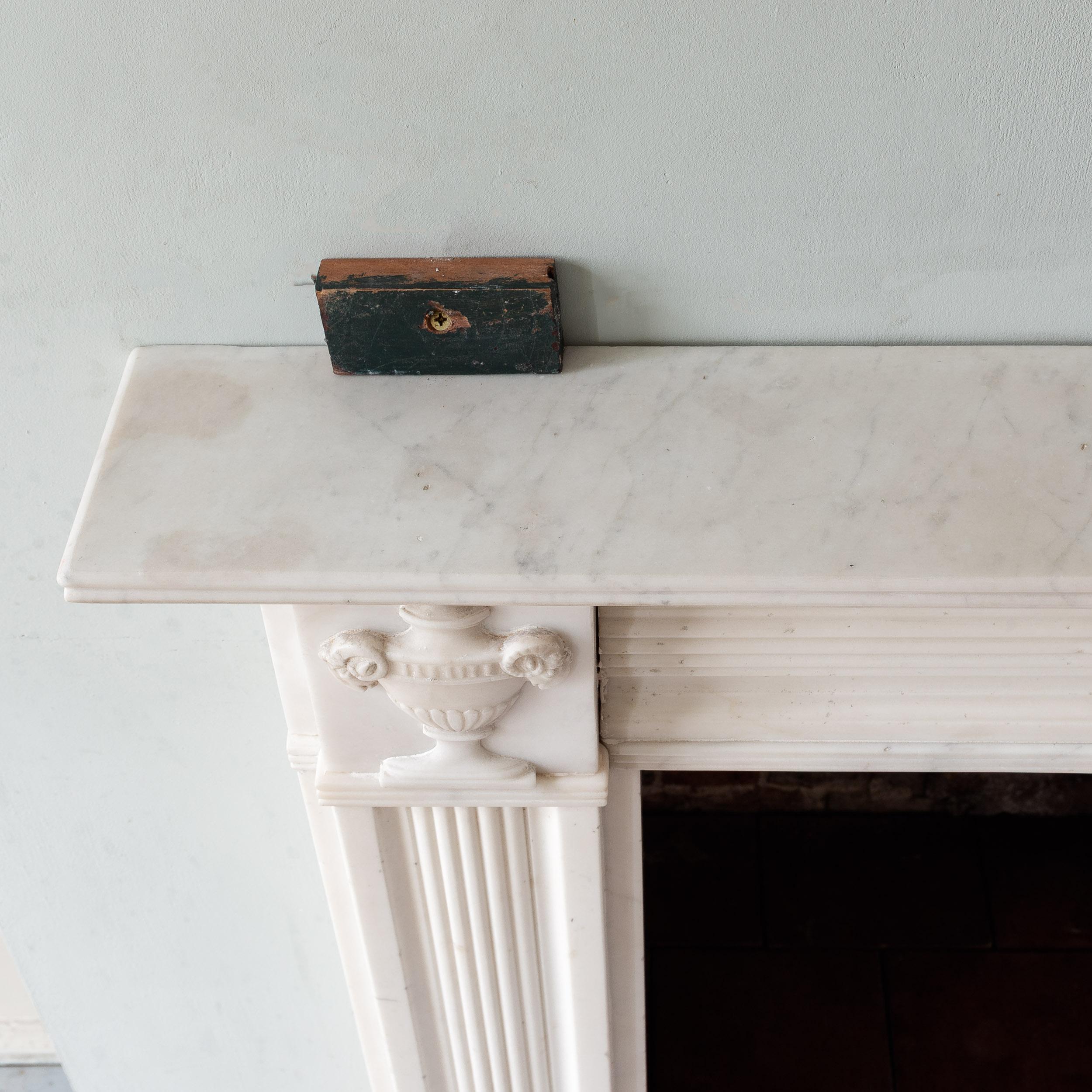 Regency Statuary Marble Neo-Classical Fireplace For Sale 12