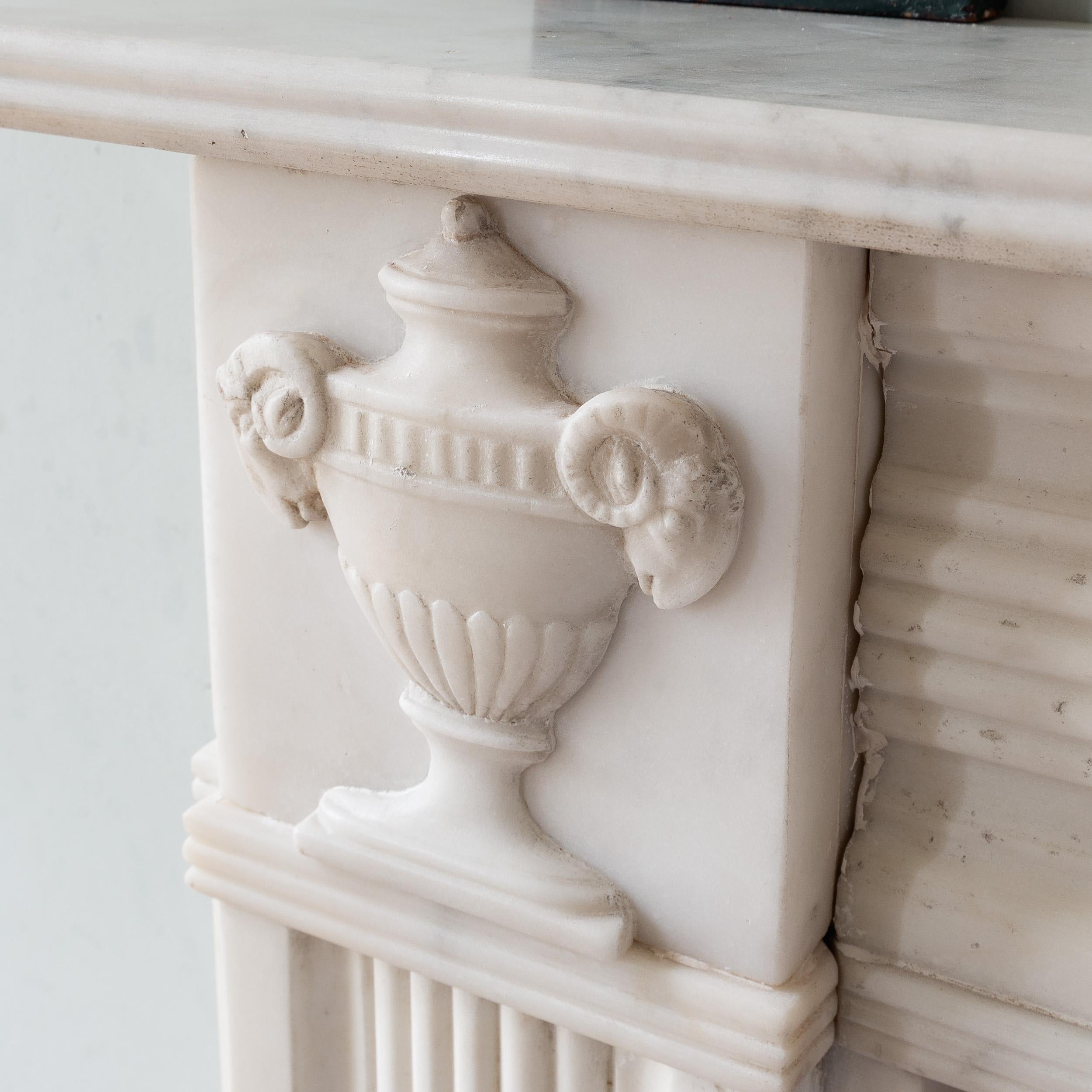Regency Statuary Marble Neo-Classical Fireplace For Sale 14