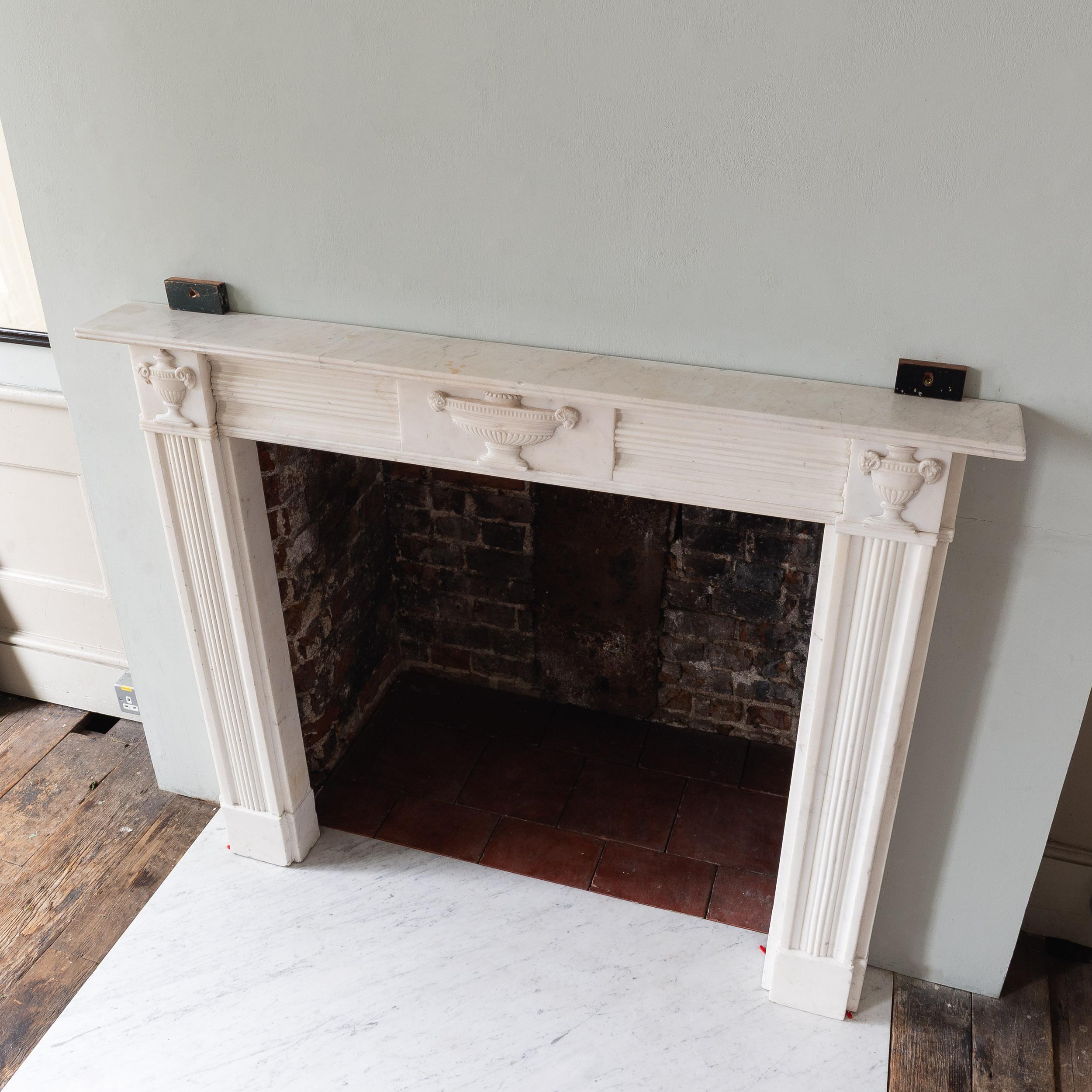 Regency Statuary Marble Neo-Classical Fireplace For Sale 15