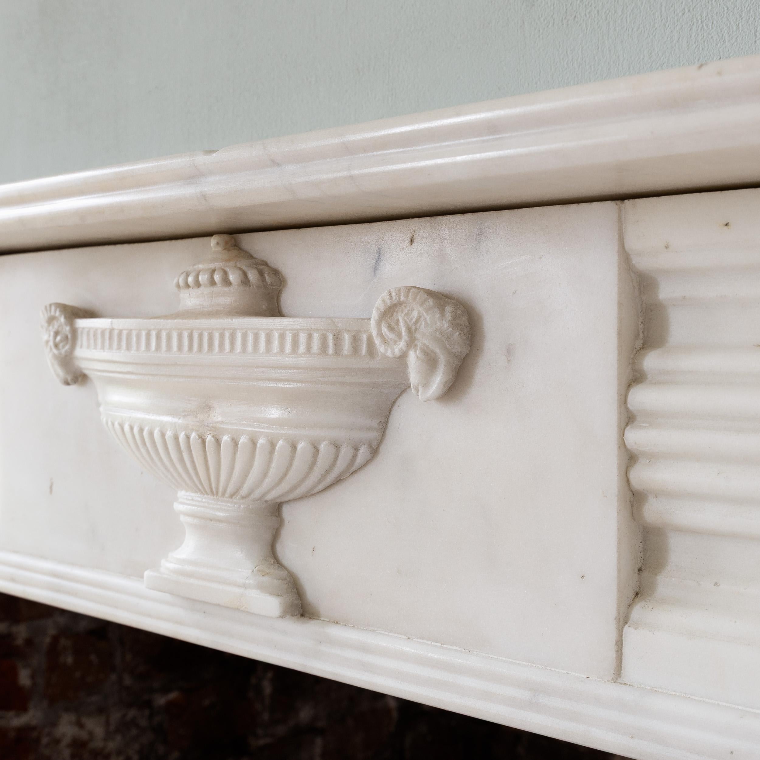 British Regency Statuary Marble Neo-Classical Fireplace For Sale