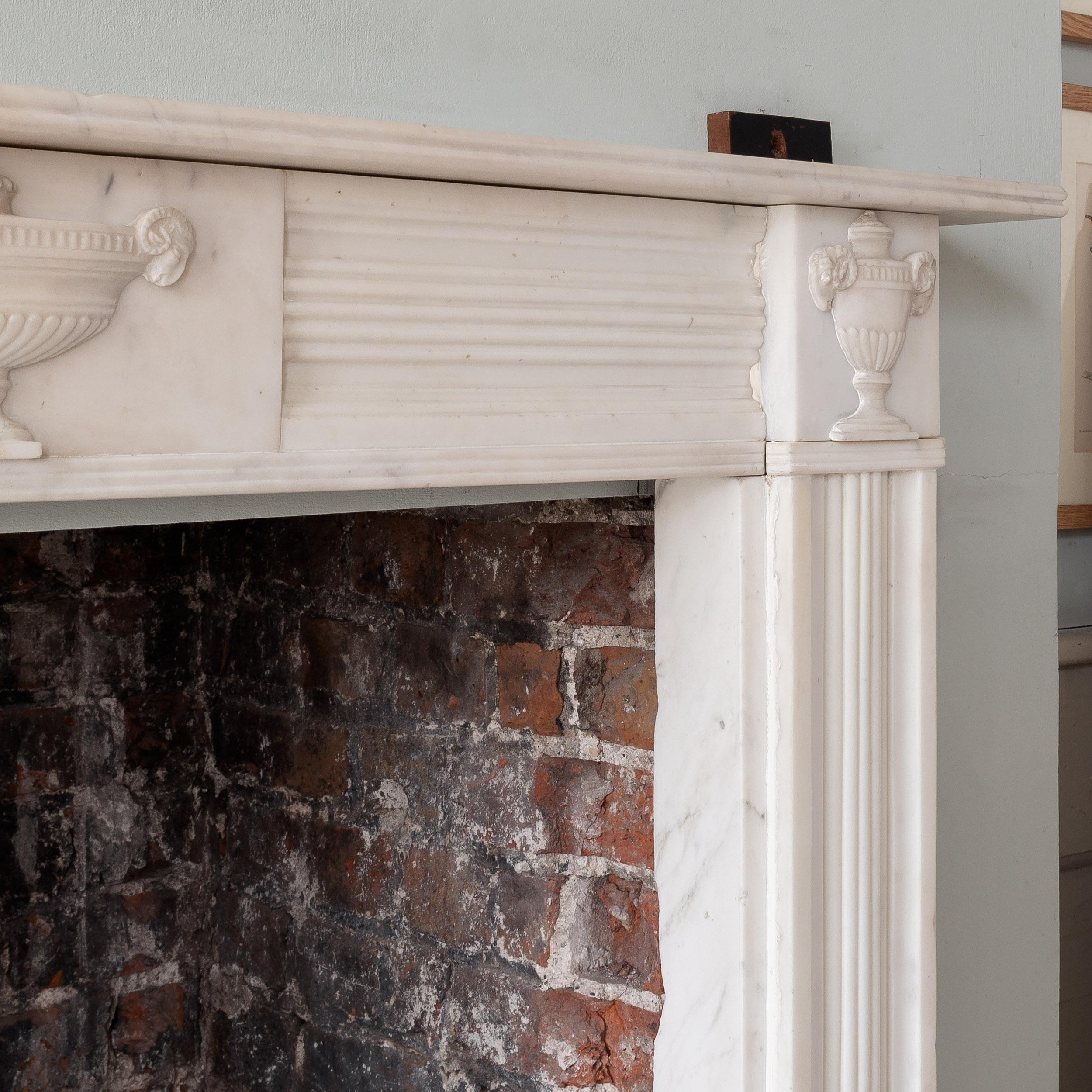 Regency Statuary Marble Neo-Classical Fireplace For Sale 2