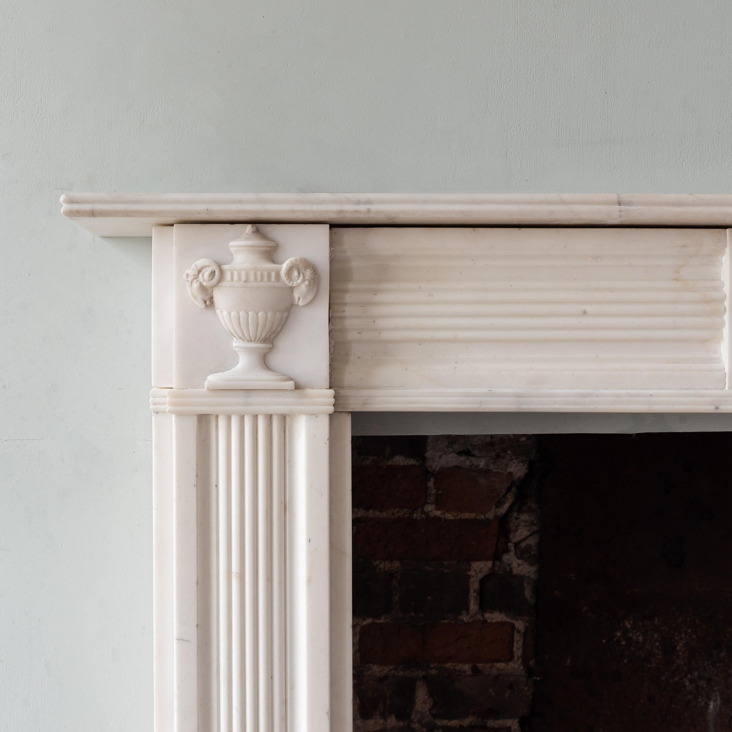 Regency Statuary Marble Neo-Classical Fireplace For Sale 3
