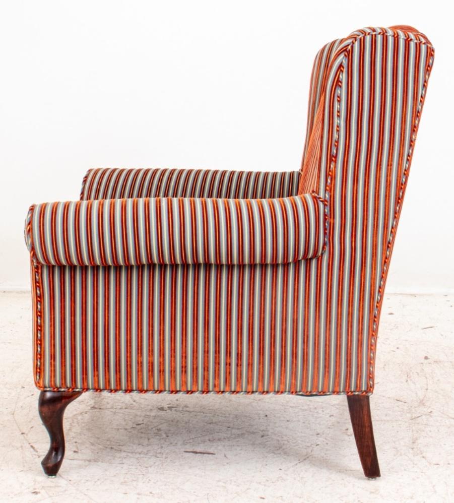 Regency Stripe Velvet Upholstered Wing Chair 1