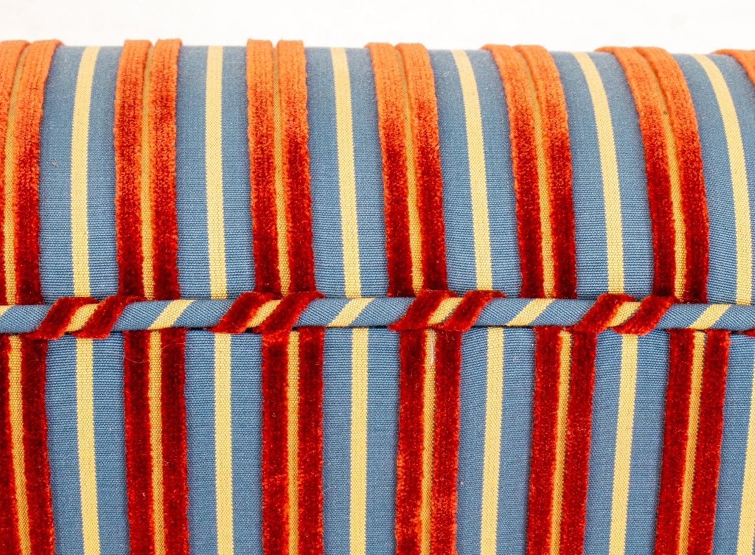 Regency Stripe Velvet Upholstered Wing Chair 2