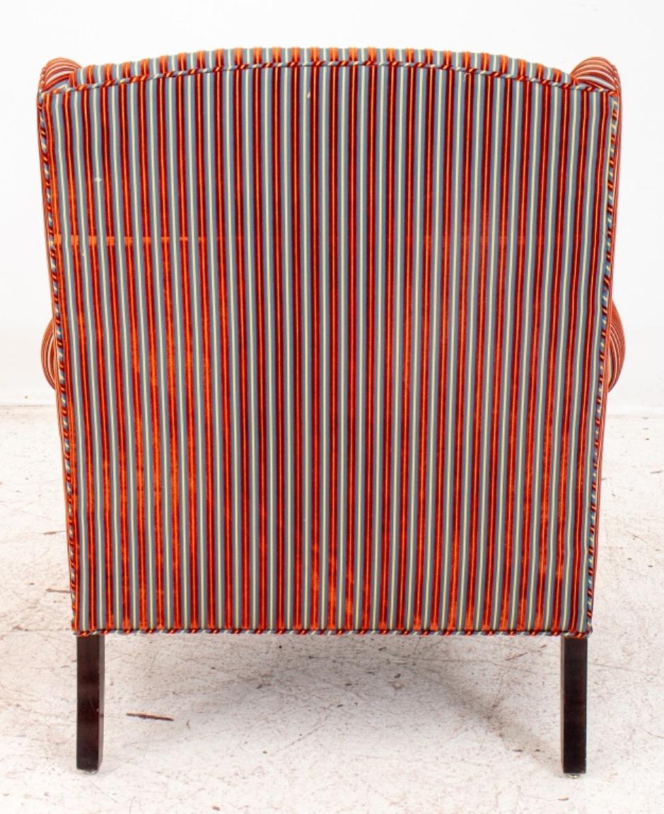 Regency Stripe Velvet Upholstered Wing Chair 3