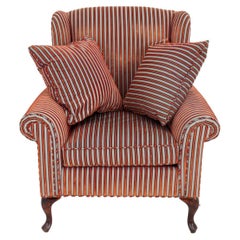 Regency Stripe Velvet Upholstered Wing Chair