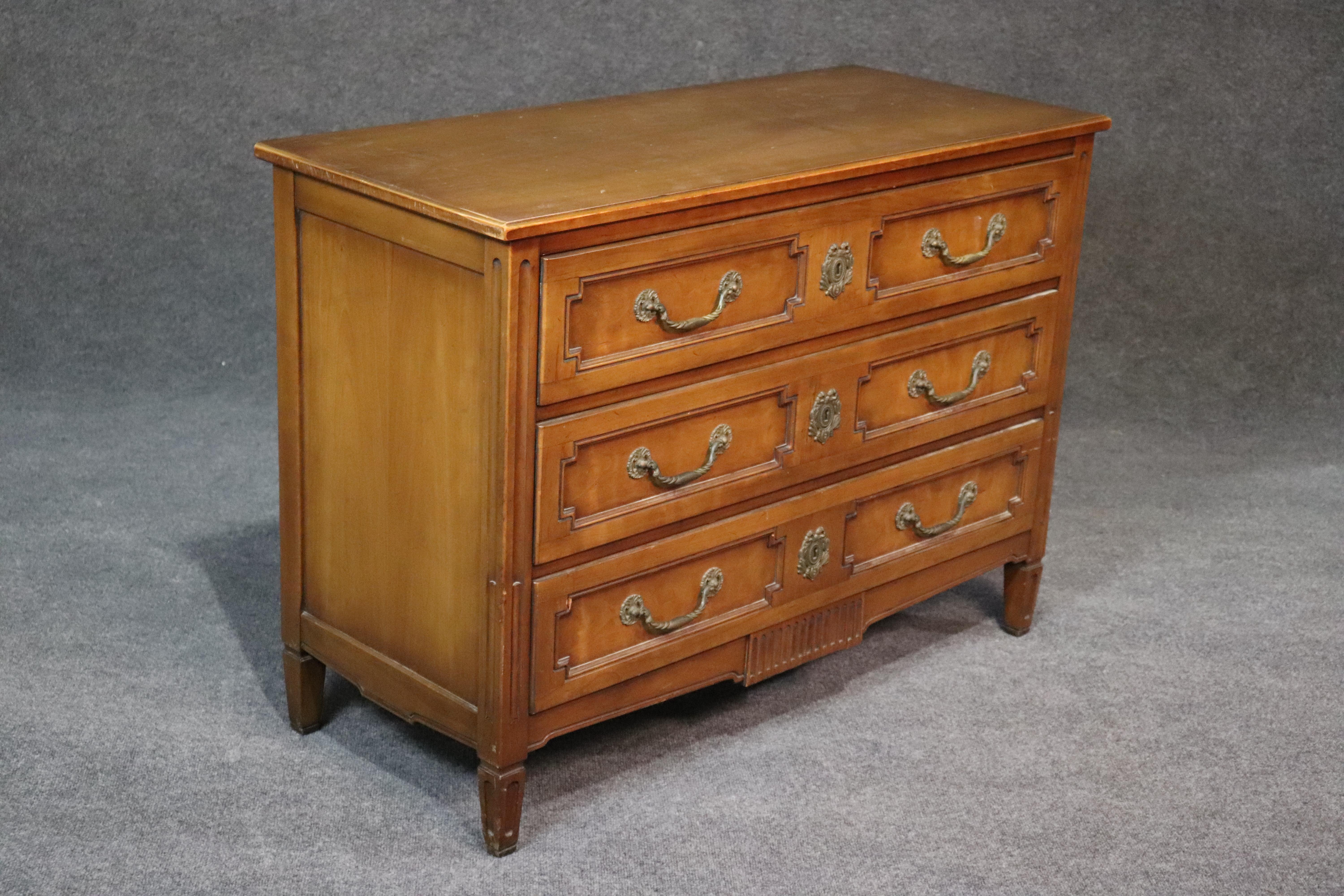 Regency Solid Cherry French Louis XVI Style Dresser Commode Chest by Henredon C1950