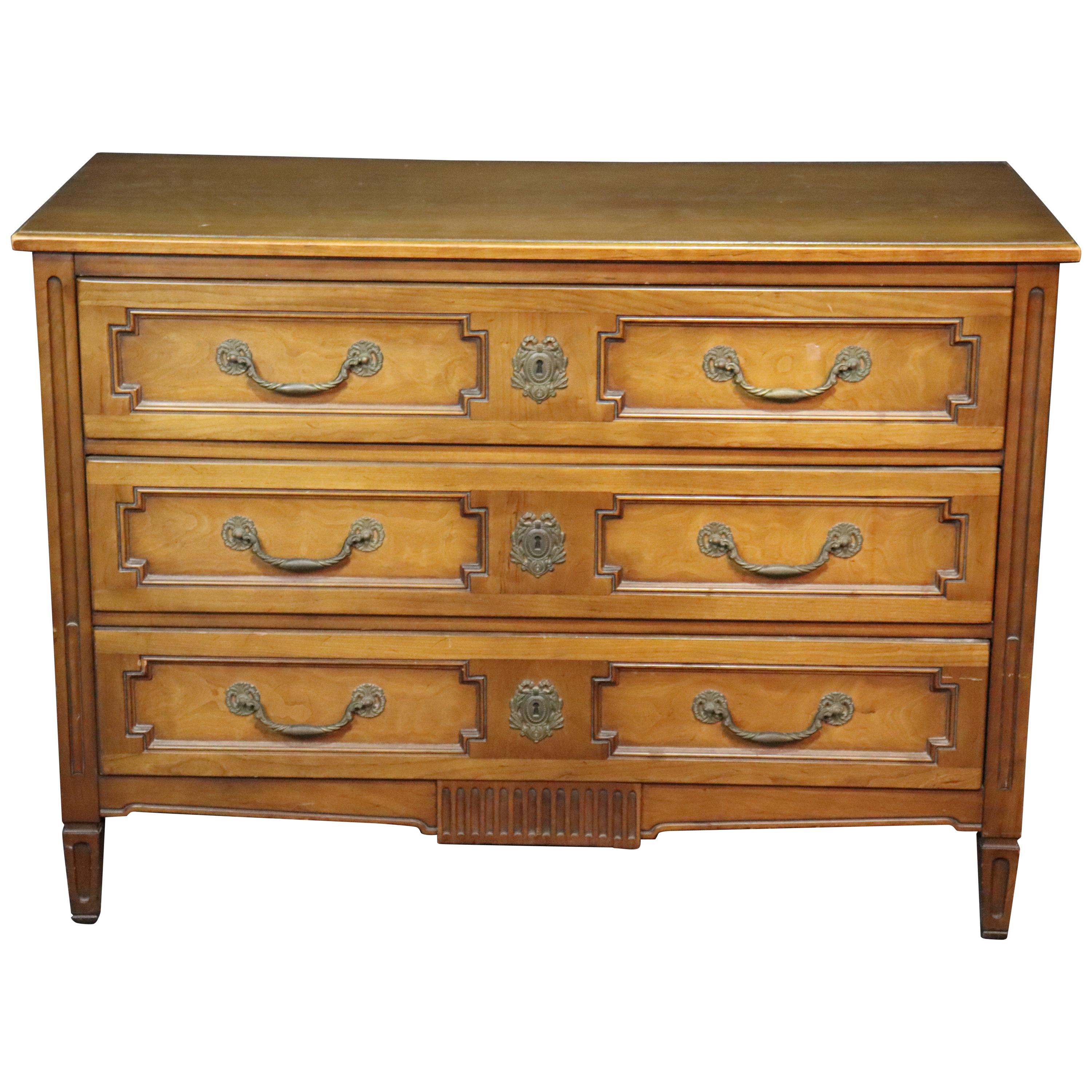 Solid Cherry French Louis XVI Style Dresser Commode Chest by Henredon C1950