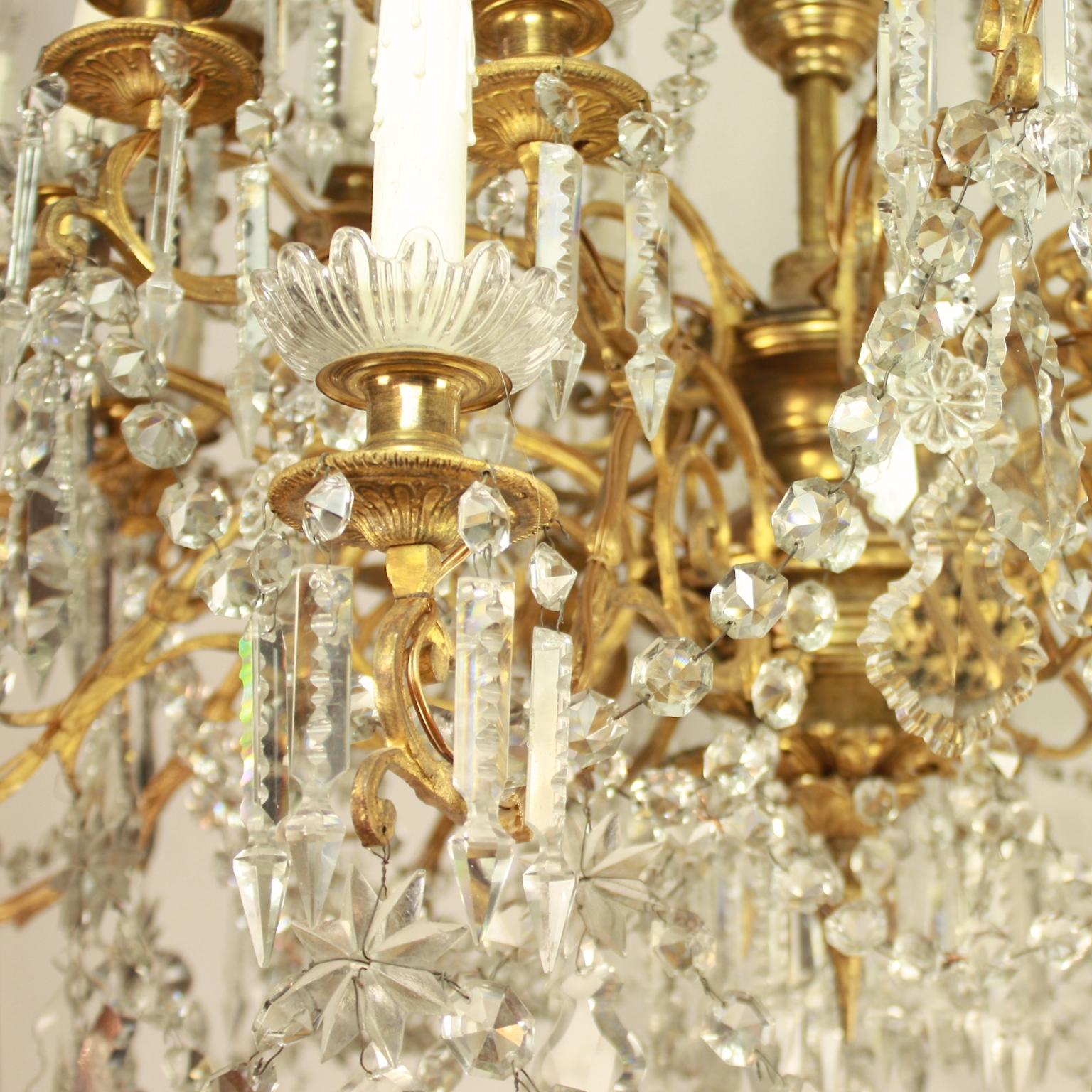 French Regency Style 36-Light Gilt-Bronze and Crystal-Cut Chandelier, circa 1860