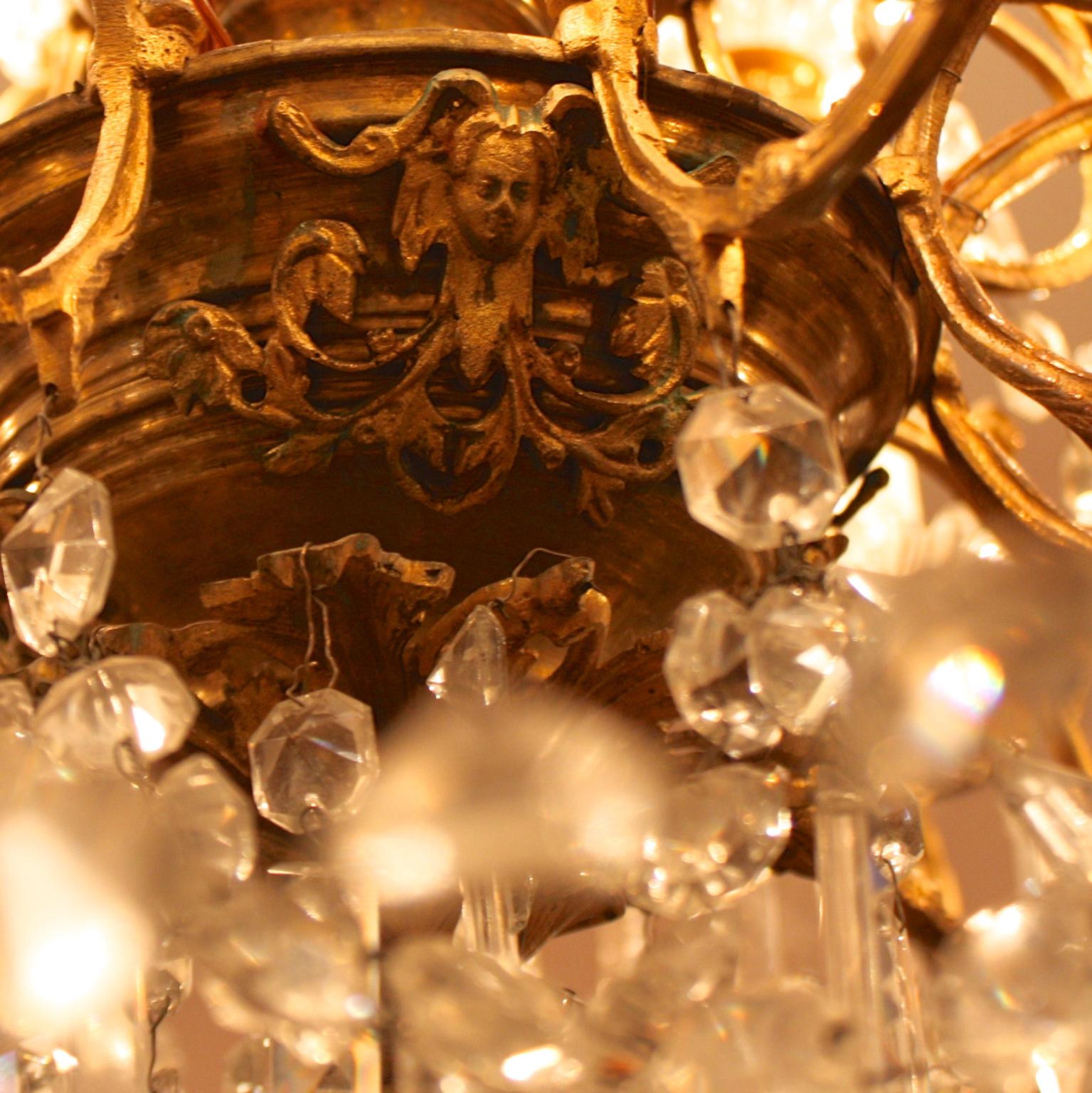 Faceted Regency Style 36-Light Gilt-Bronze and Crystal-Cut Chandelier, circa 1860